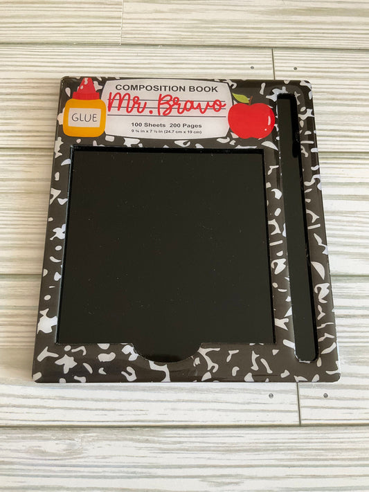 Personalized Composition Post It Note and Pen Holder | Teacher Gifts | Post It Note and Pen Holder | Classroom Supplies by Lina Loves Two, handmade in Los Angeles CA