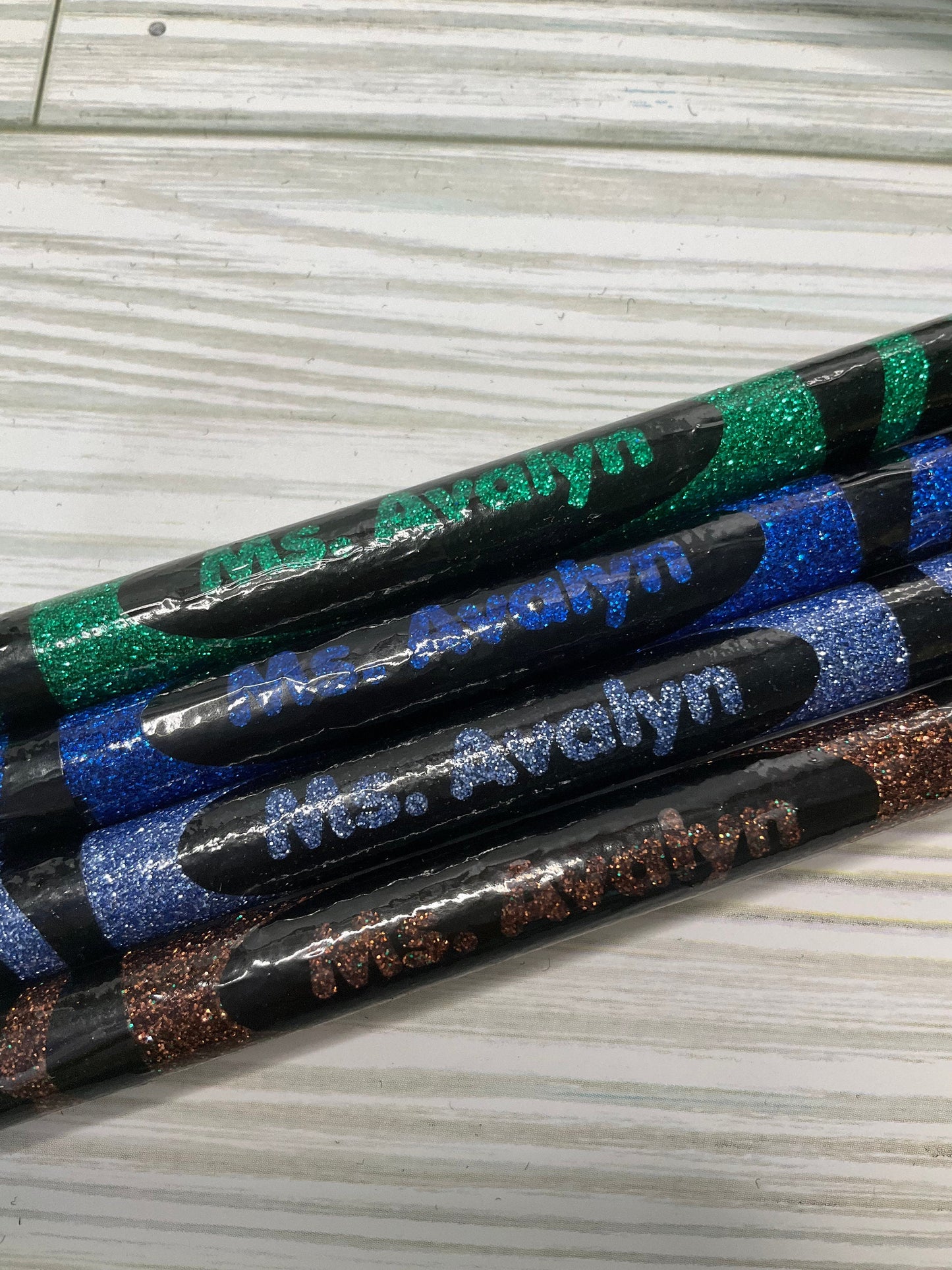 x4 New Glitter Color Personalized Teacher Pens | Unique Teacher Gifts | Custom Teach Appreciation Gift