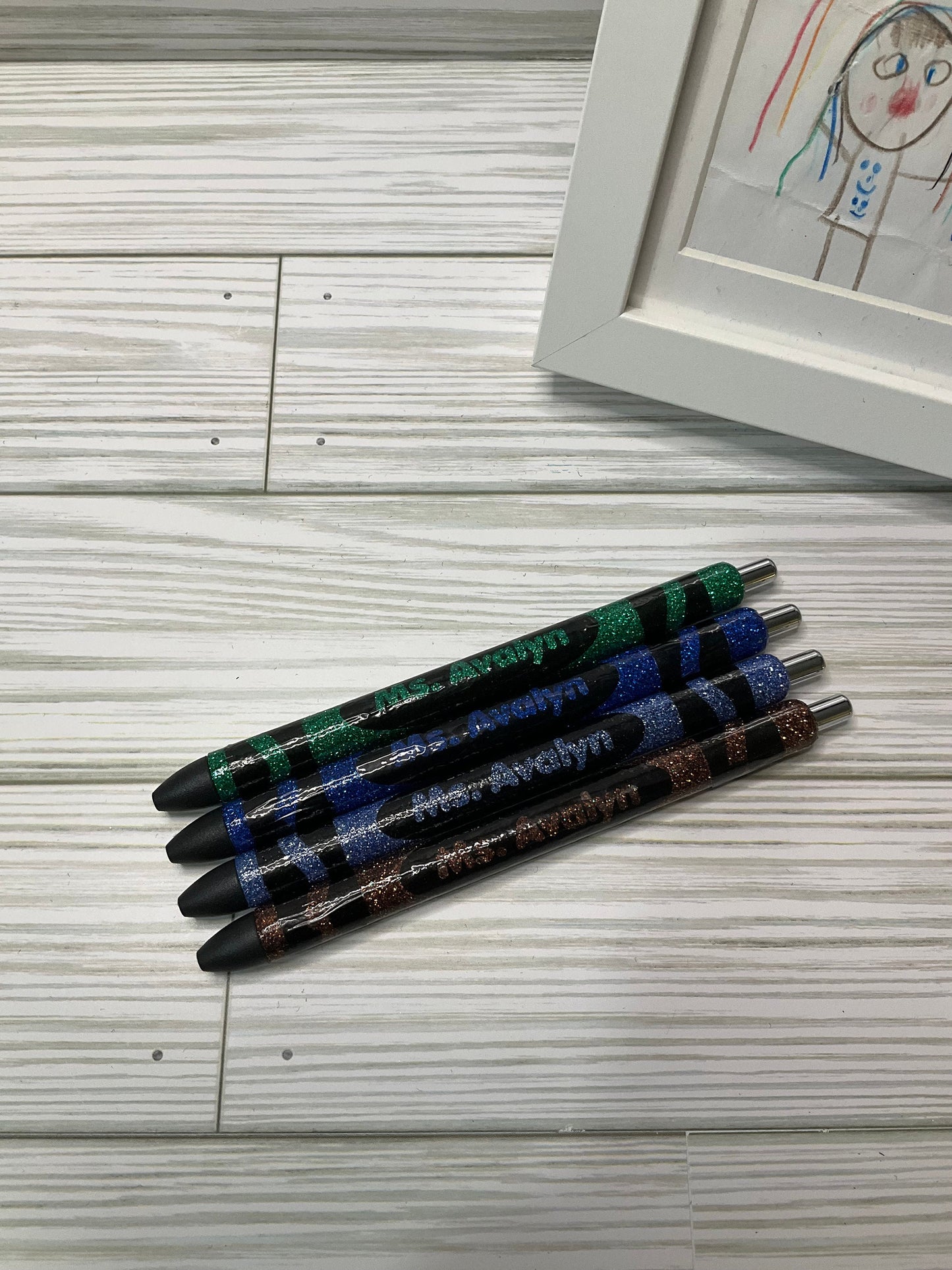 x4 New Glitter Color Personalized Teacher Pens | Unique Teacher Gifts | Custom Teach Appreciation Gift