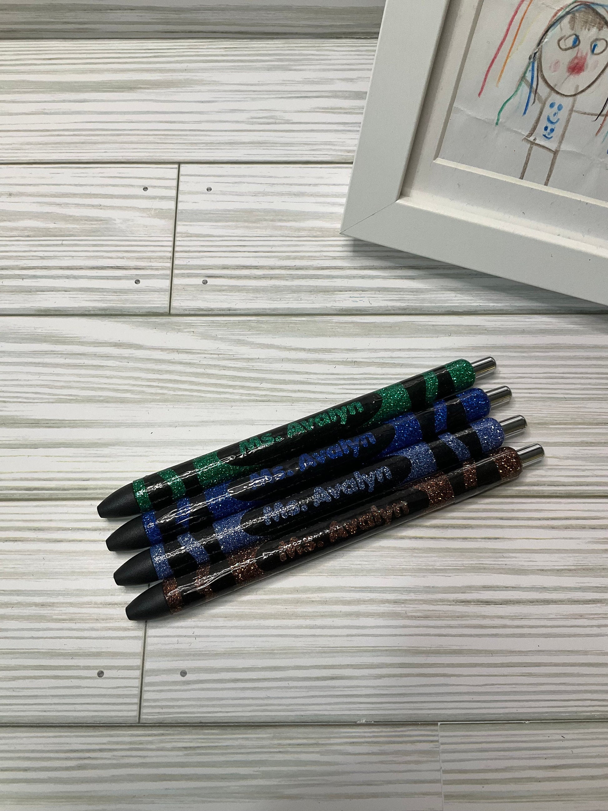 x4 New Glitter Color Personalized Teacher Pens | Unique Teacher Gifts | Custom Teach Appreciation Gift