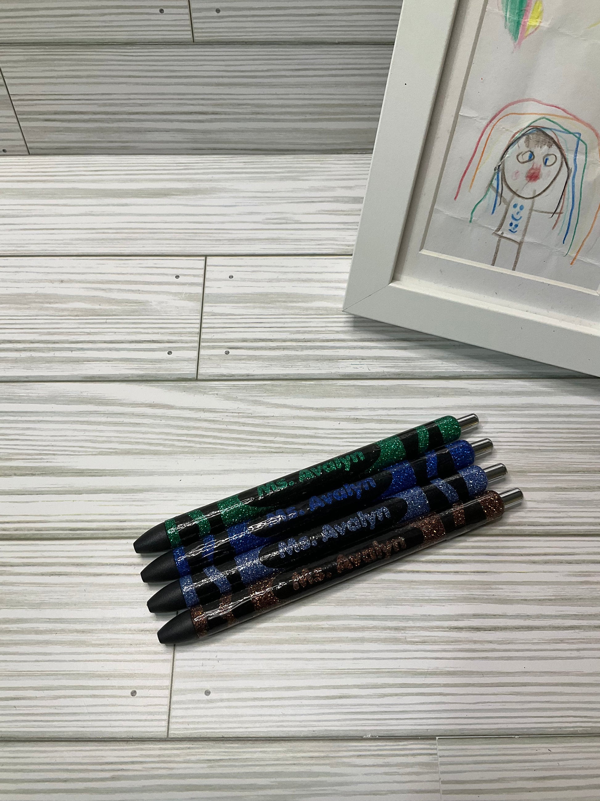 x4 New Glitter Color Personalized Teacher Pens | Unique Teacher Gifts | Custom Teach Appreciation Gift