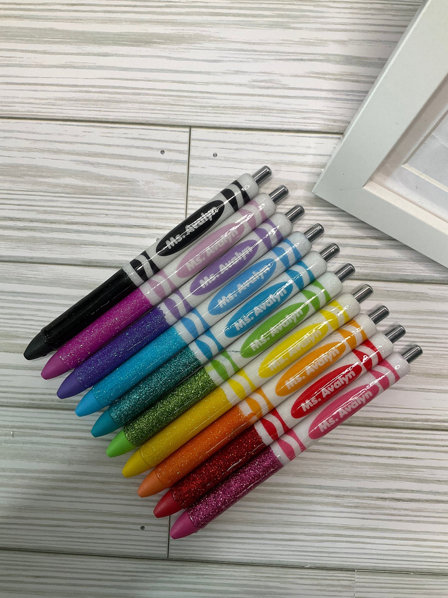 Glitter Color Personalized Teacher Pens: Unique Appreciation Gift (Set of 10)