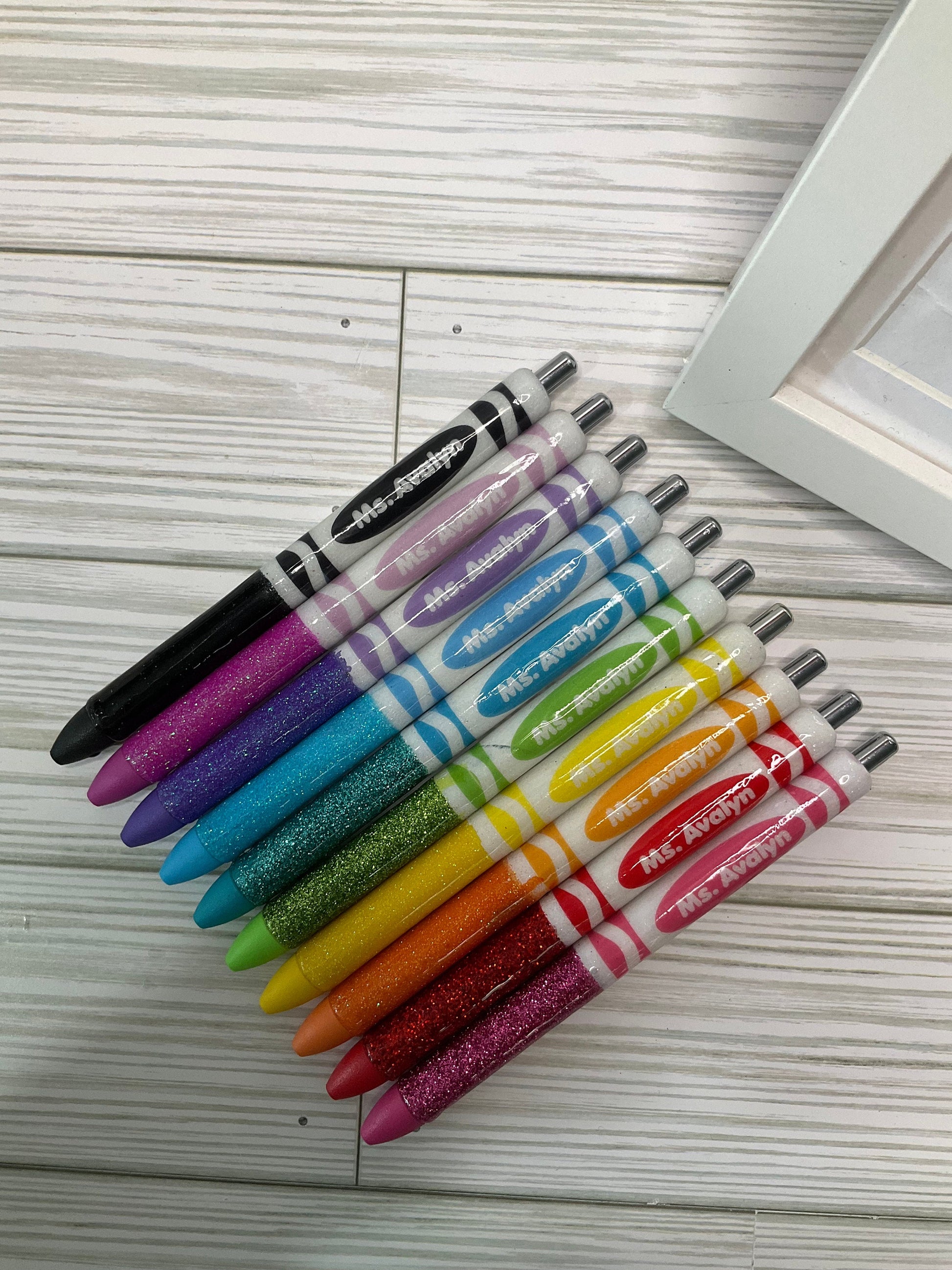 Glitter Color Personalized Teacher Pens: Unique Appreciation Gift (Set of 10)