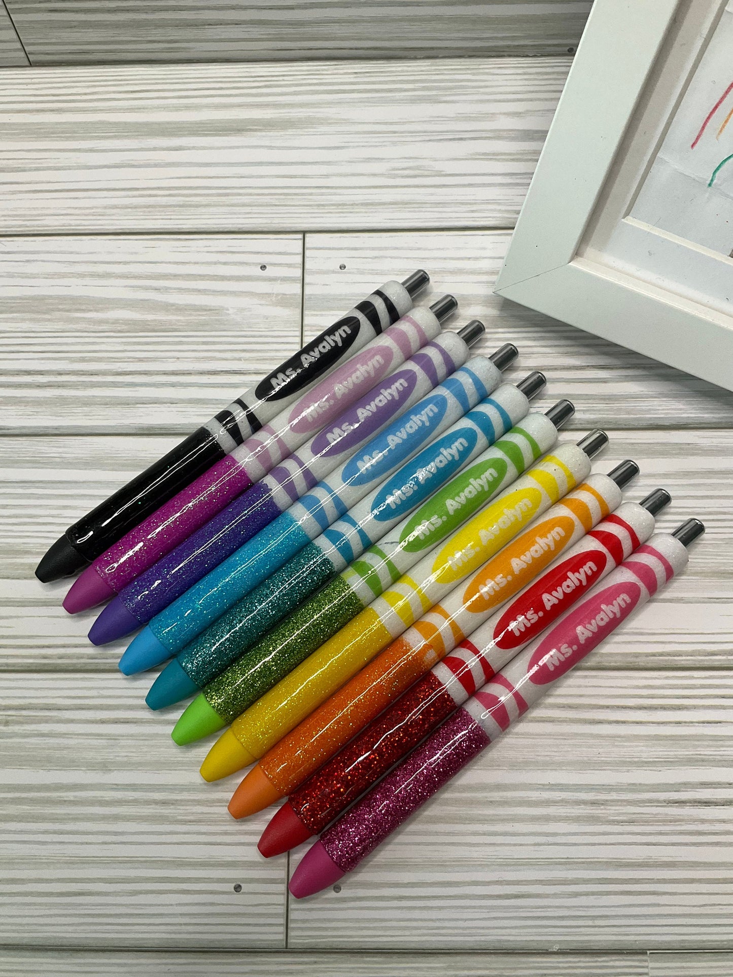 Glitter Color Personalized Teacher Pens: Unique Appreciation Gift (Set of 10)