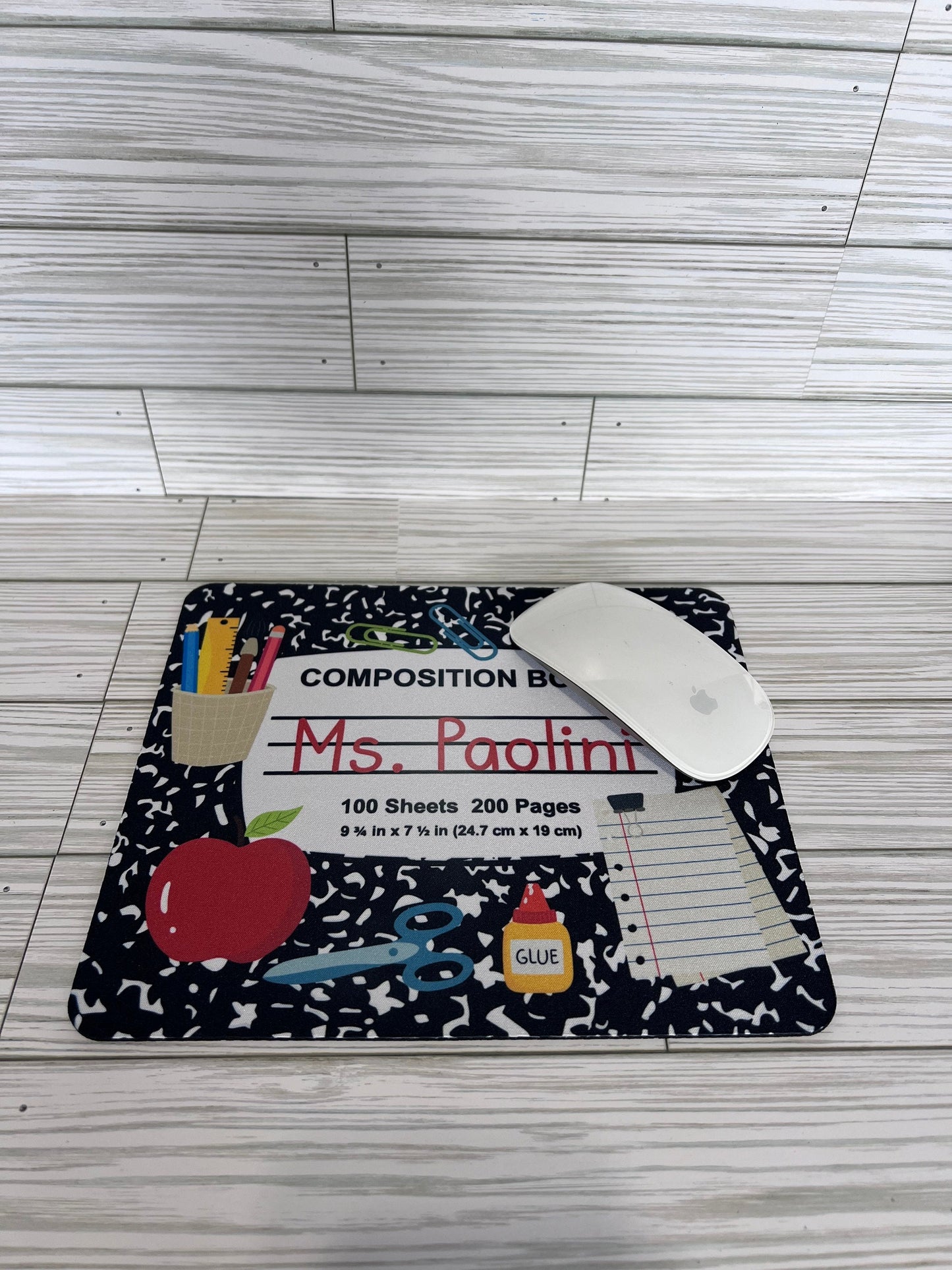 Personalized Teacher Mouse Pad: Composition Book Design