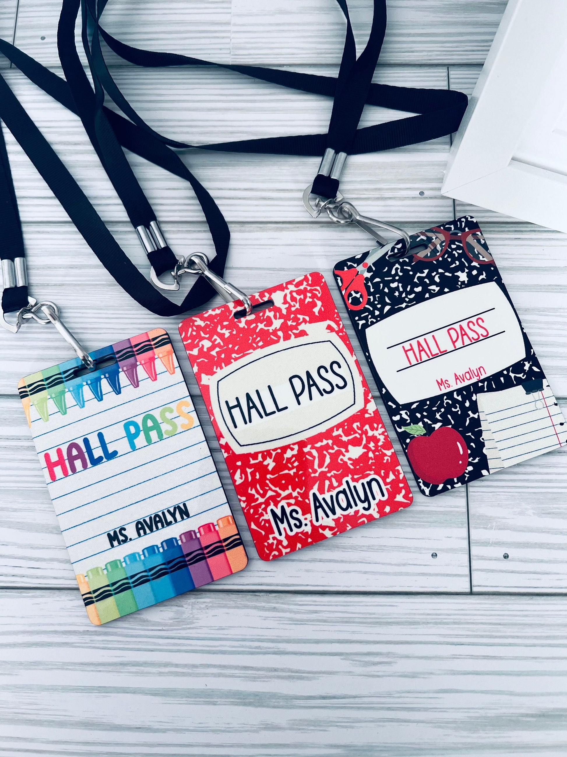 Custom Teacher Hall Pass Set: Double Sided Classroom Lanyards, 6-Pack
