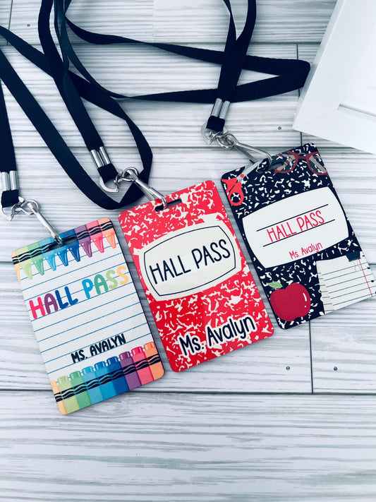 Custom Teacher Hall Pass Set: Double Sided Classroom Lanyards, 6-Pack