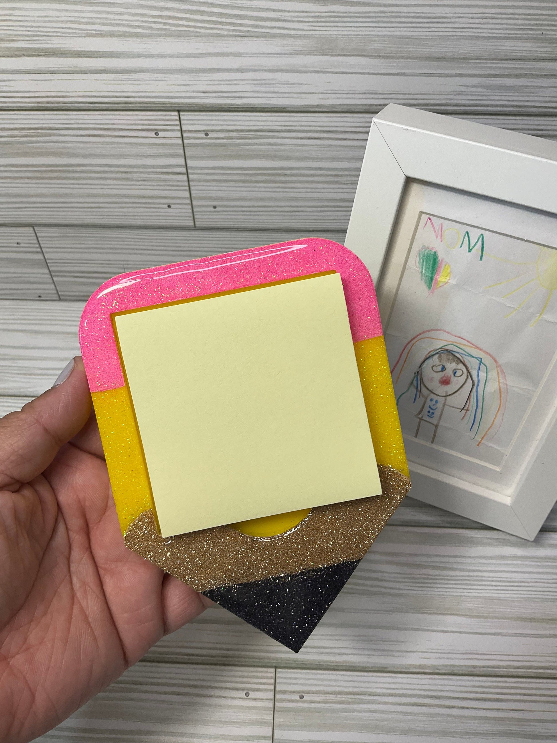 Glitter Pencil Post-It Holder: Teacher Desk Decor