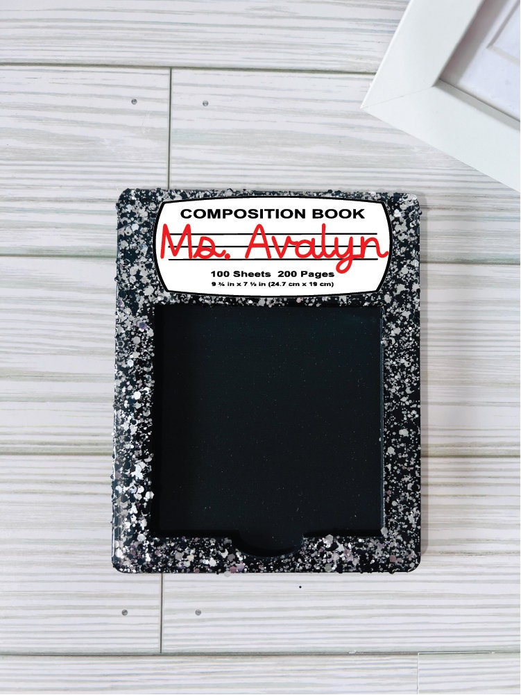 Compostion Post It Holder | Teacher Gifts | Composition Glitter Gift | Classroom Supplies by Lina Loves Two, handmade in Los Angeles CA