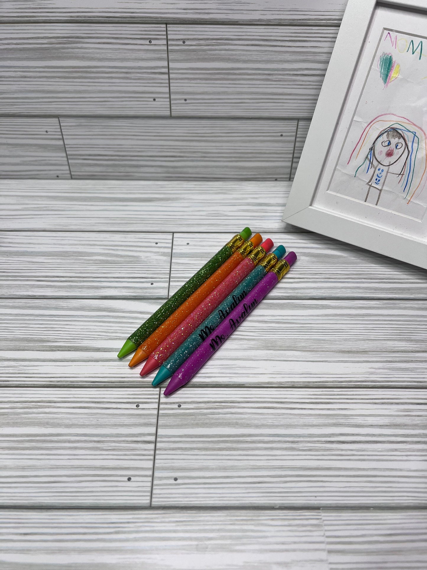 x5 Glitter Color Personalized Lead Pencils| Unique Teacher Gifts | Customized Teacher Appreciation Gift | Glitter Lead Pencils