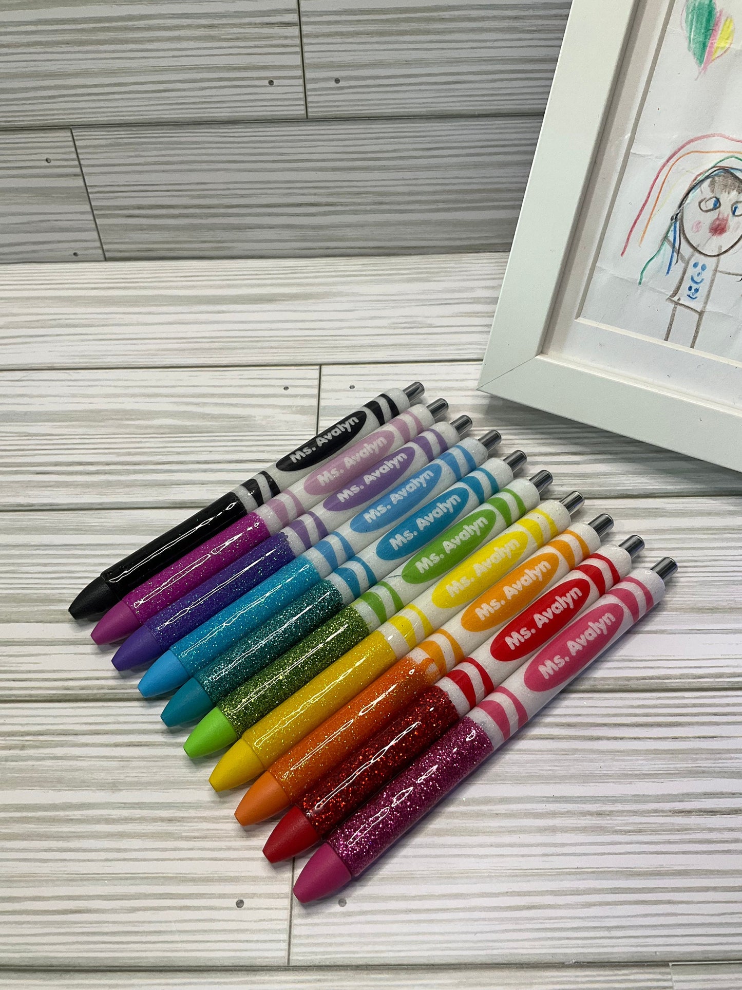 Glitter Color Personalized Teacher Pens: Unique Appreciation Gift (Set of 10)