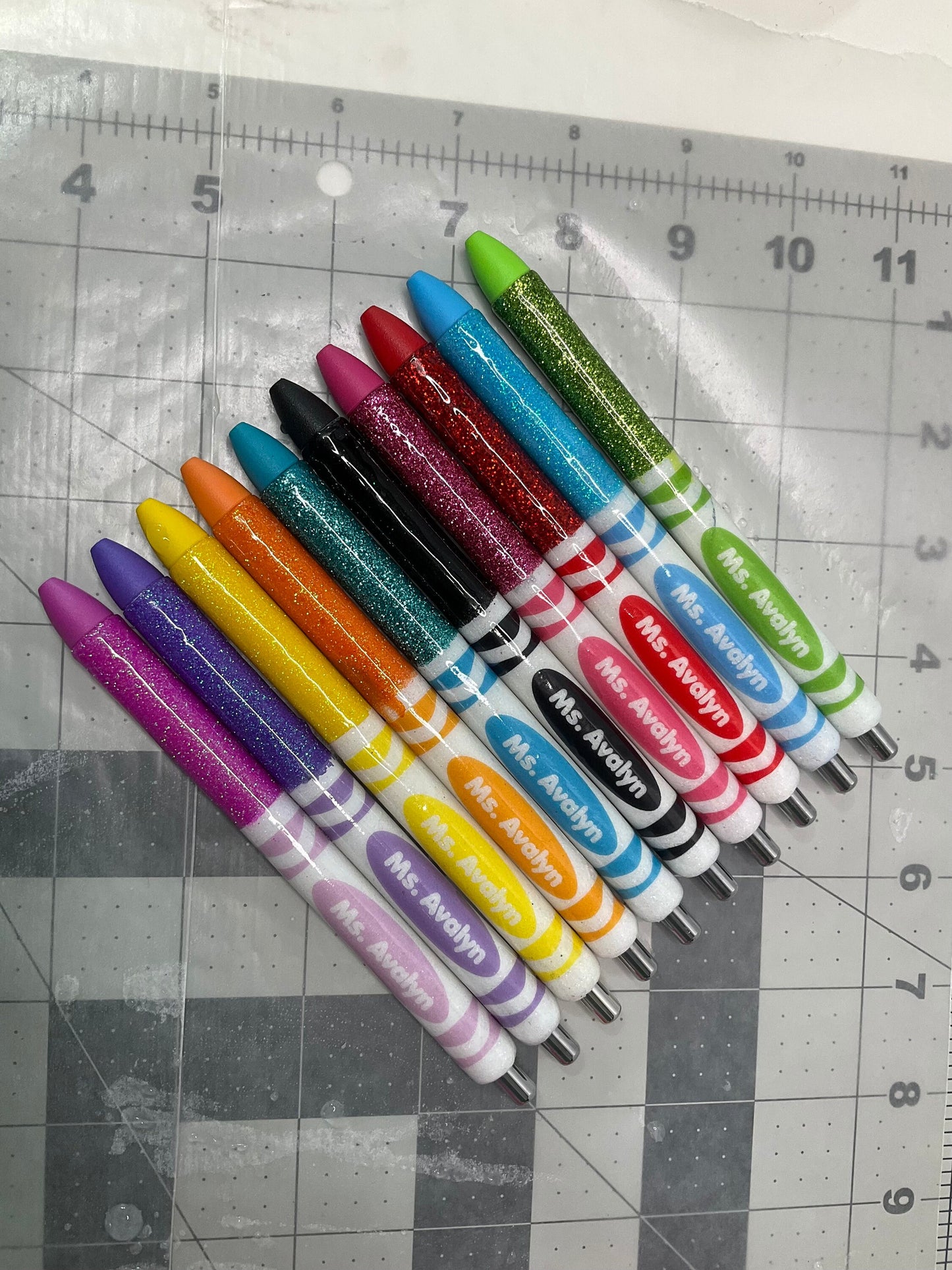 Glitter Color Personalized Teacher Pens: Unique Appreciation Gift (Set of 10)