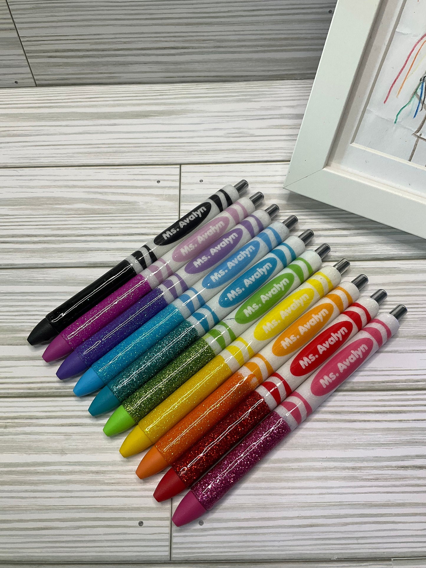 Glitter Color Personalized Teacher Pens: Unique Appreciation Gift (Set of 10)