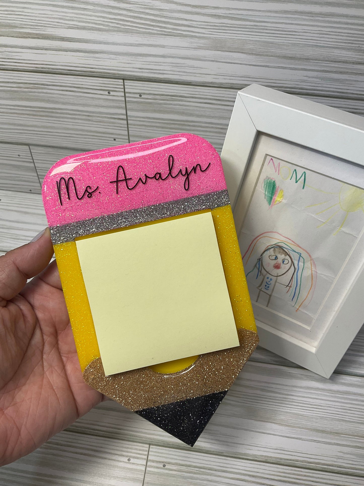 Glitter Pencil Post-It Holder: Teacher Desk Decor