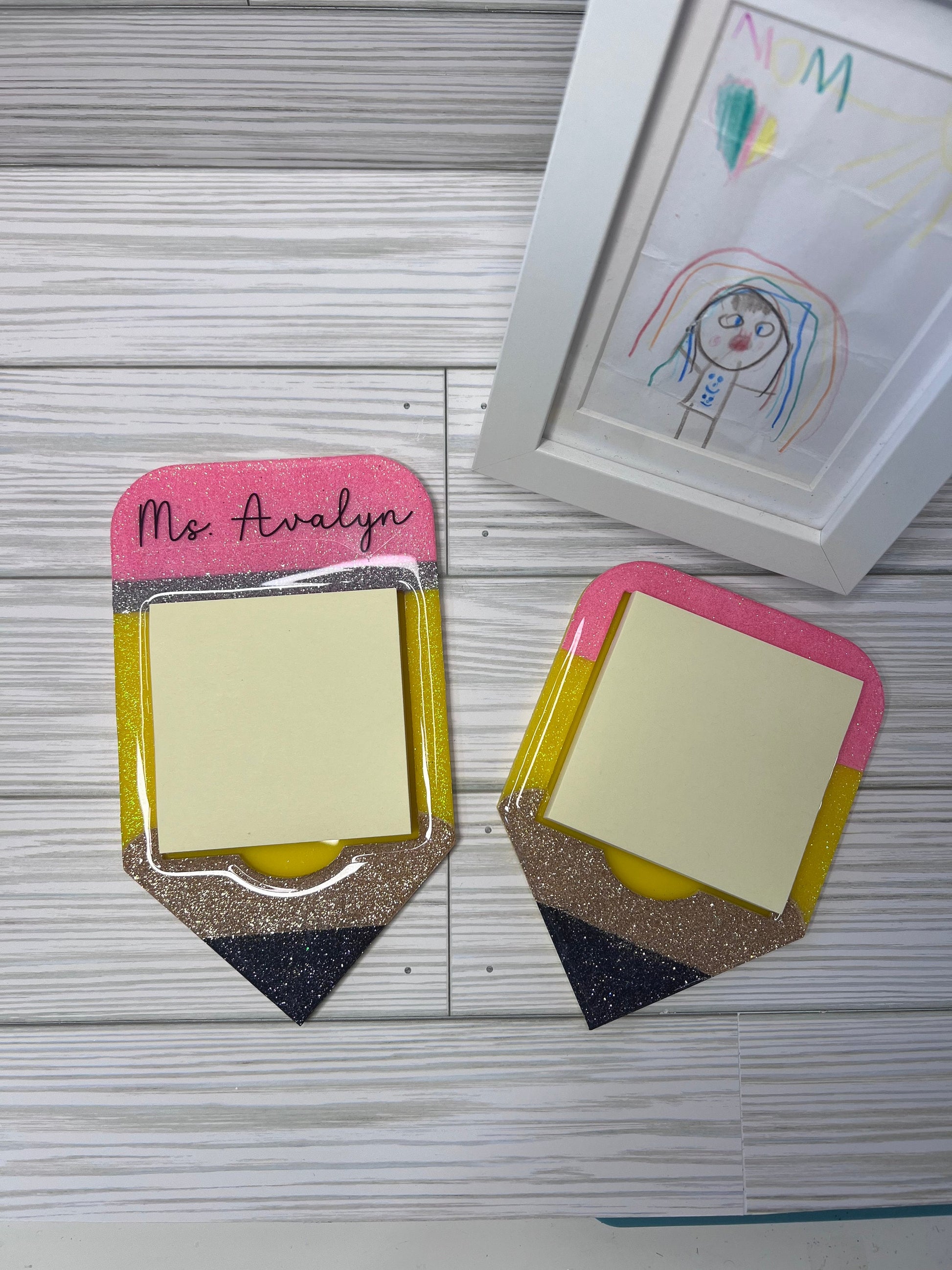 Glitter Pencil Post-It Holder: Teacher Desk Decor