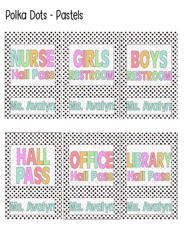 Custom Teacher Hall Pass Set: Double Sided Classroom Lanyards, 6-Pack