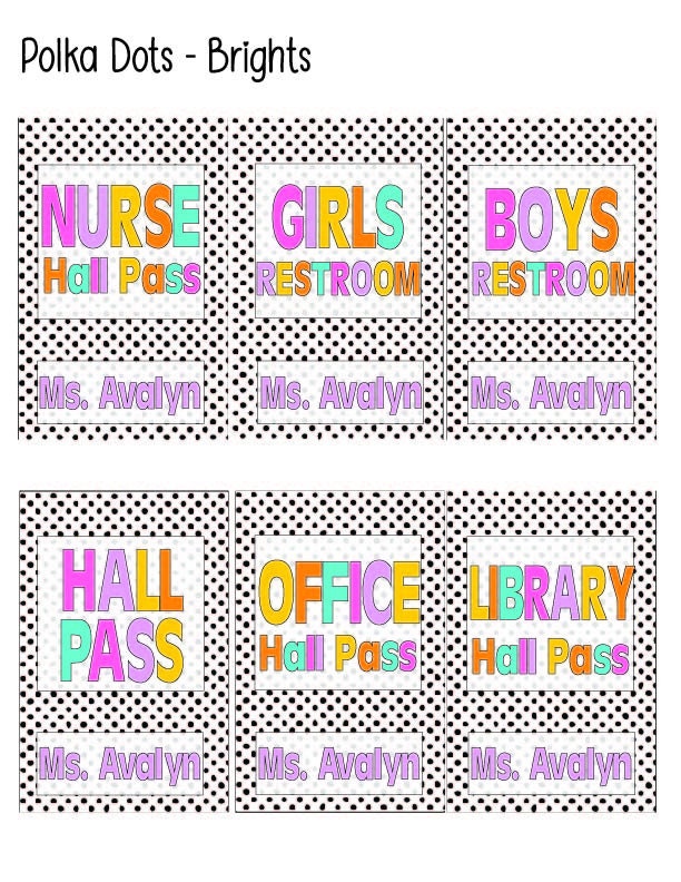 Custom Teacher Hall Pass Set: Double Sided Classroom Lanyards, 6-Pack
