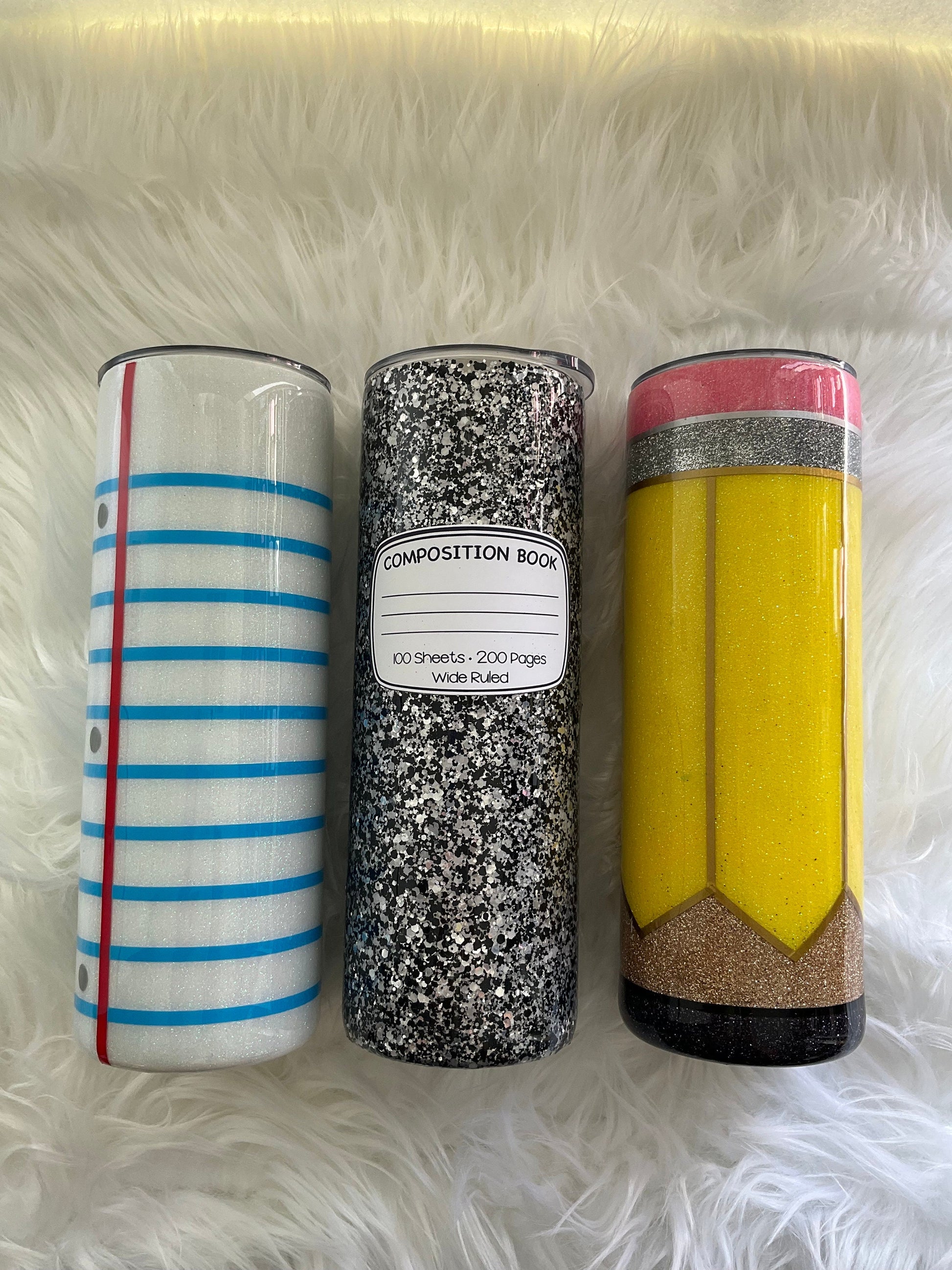 Teacher Tumbler: Stainless Steel Pencil & Notebook Design (20 oz)