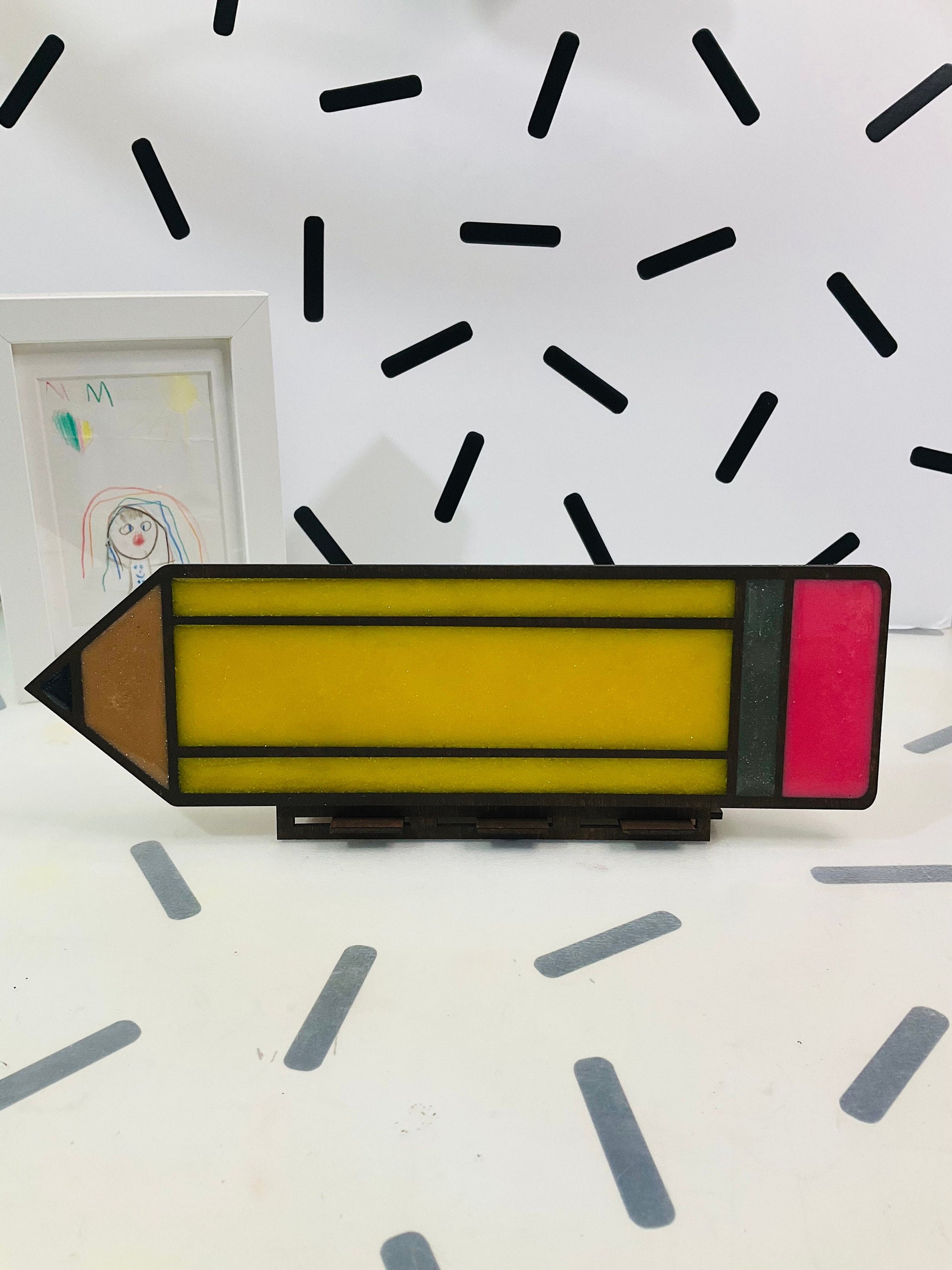 Teacher Pencil Name Plate | Personalized Gifts | Classroom Decor | Name Plate for Teachers | Unique Teacher Appreciation Gift by Lina Loves Two, handmade in Los Angeles CA
