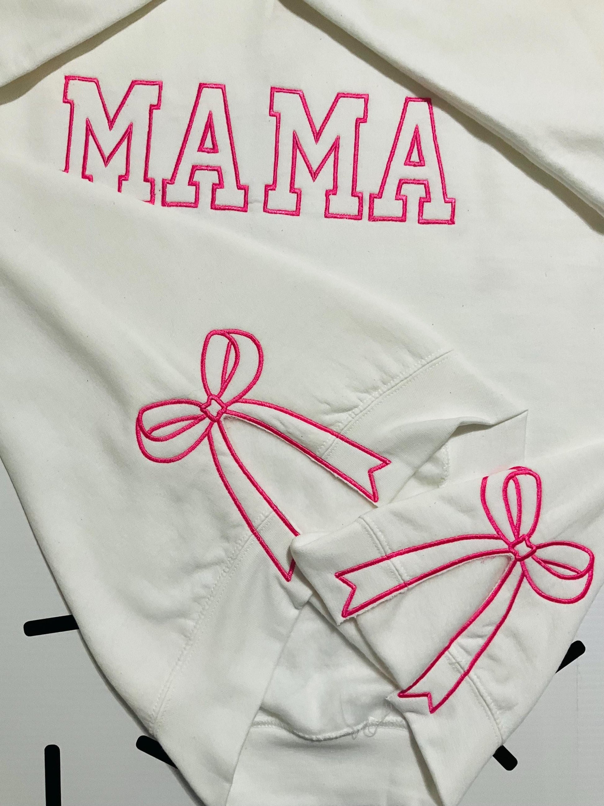 Embroidered Mama Sweatshirt: Classic Side Bow Design