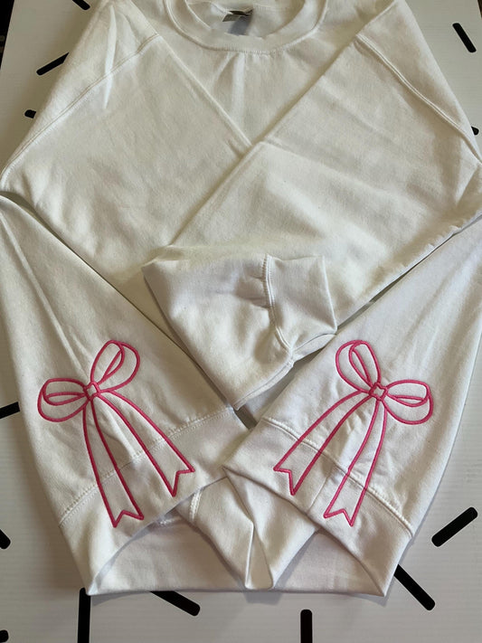 Embroidered Bow Sweatshirt: Classic Side Bow Design