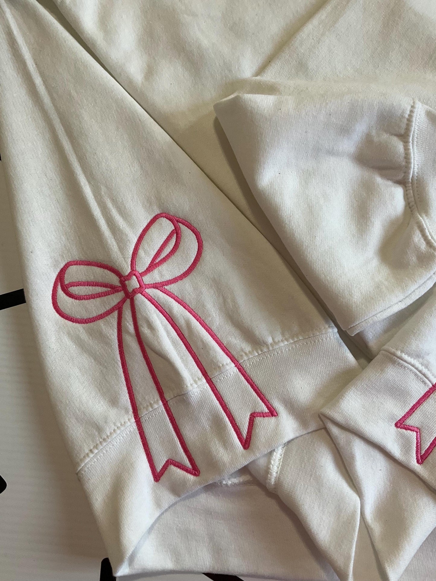 Embroidered Bow Sweatshirt: Classic Side Bow Design
