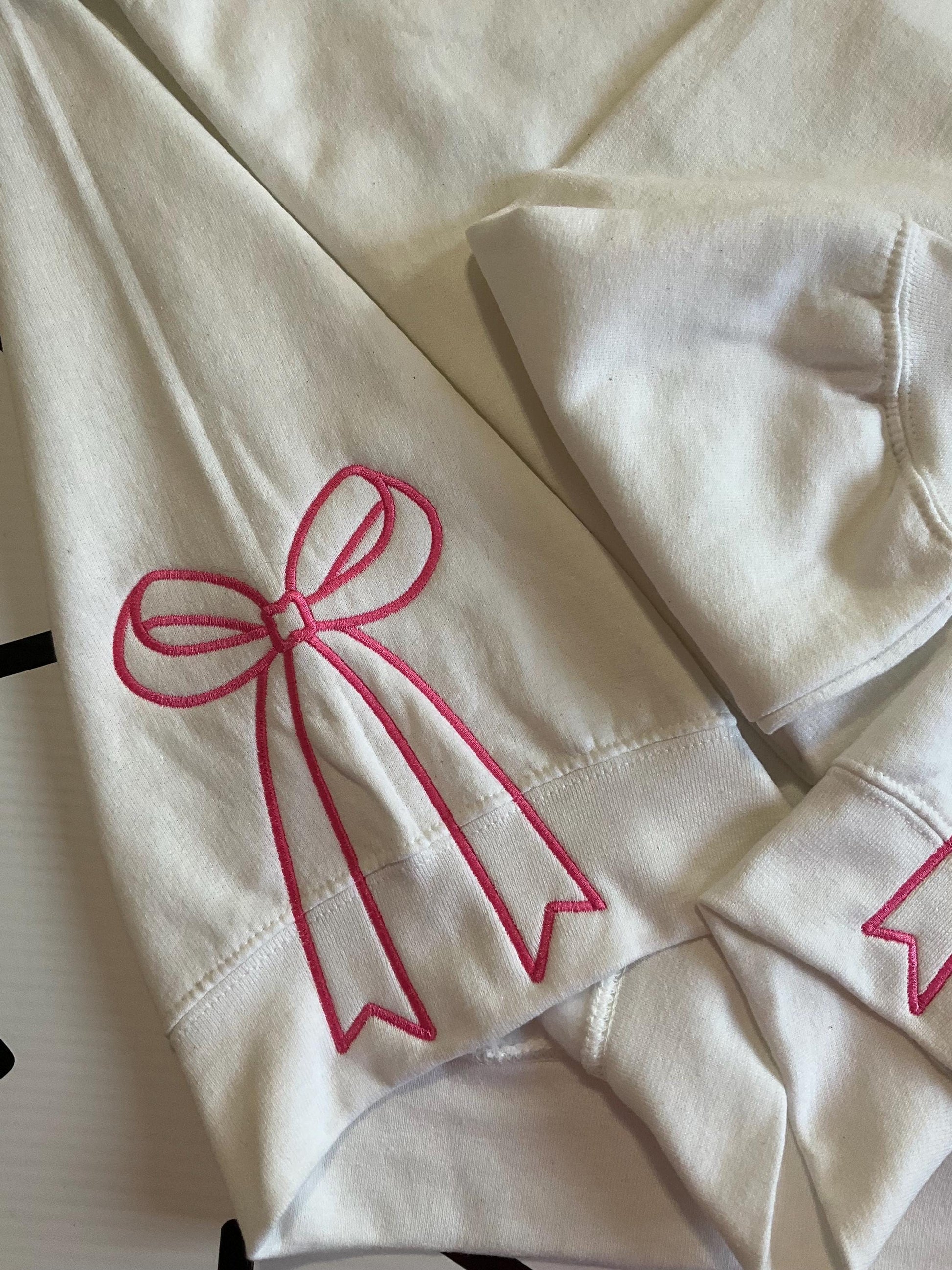 Embroidered Bow Sweatshirt: Classic Side Bow Design