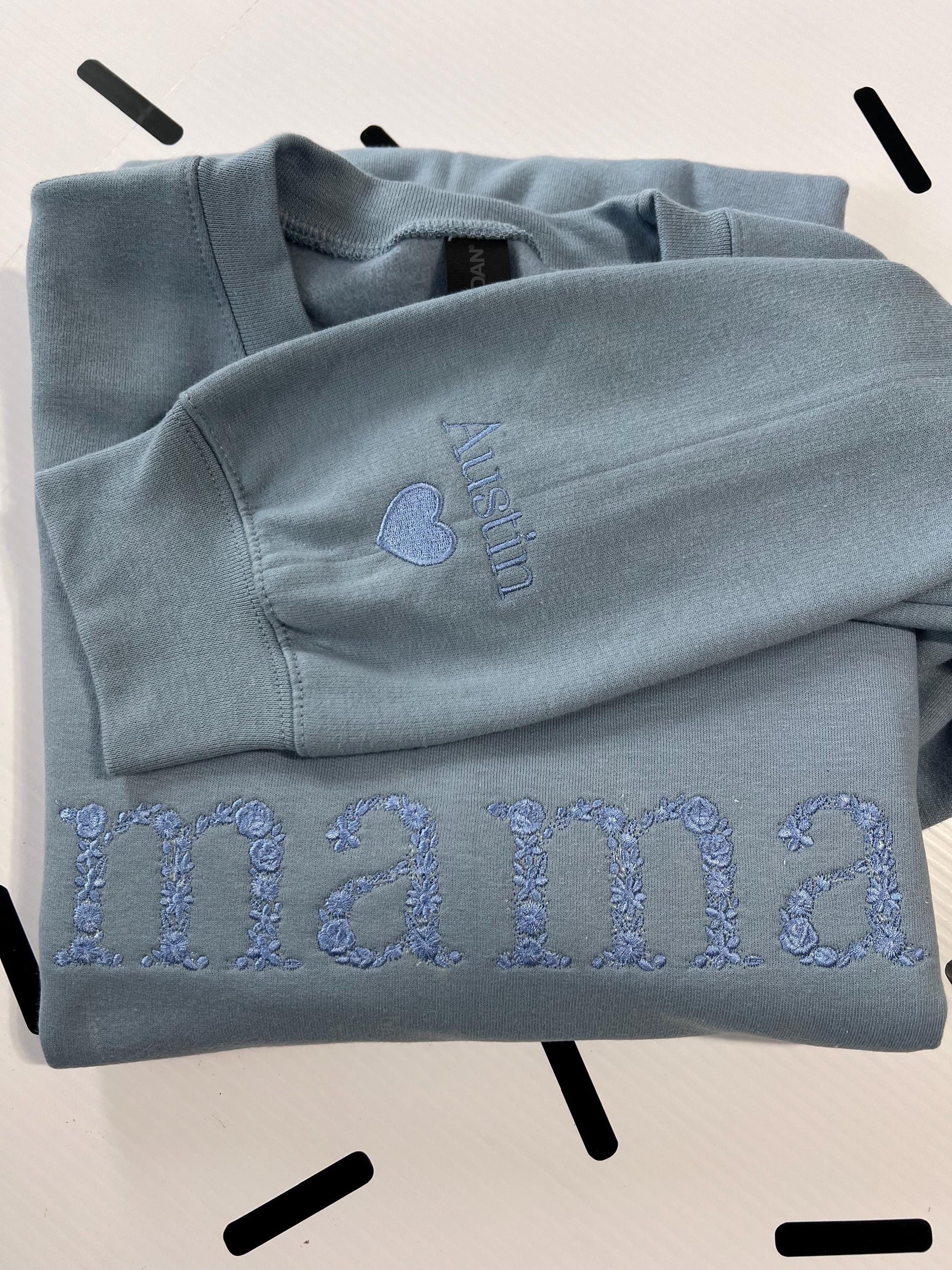 Personalized Mama Floral Embroidered Sweatshirt | Mother’s Day Gift | Mom Sweatshirt For Mother's Day | New Mom Gift | Mama Sweatshirt
