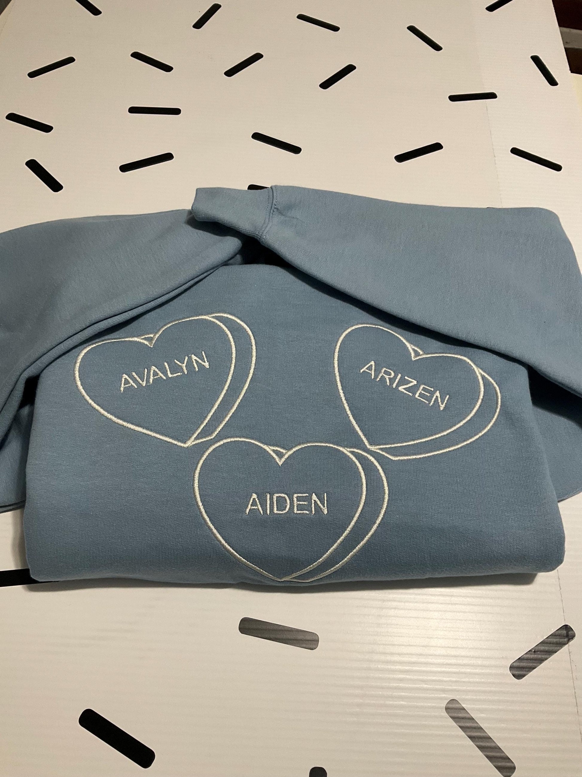 Custom Embroidered Valentine Sweatshirt | Personalized Candy Hearts | Valentine Gift | Boyfriend Gift | Couples Gift | Personalized Gift