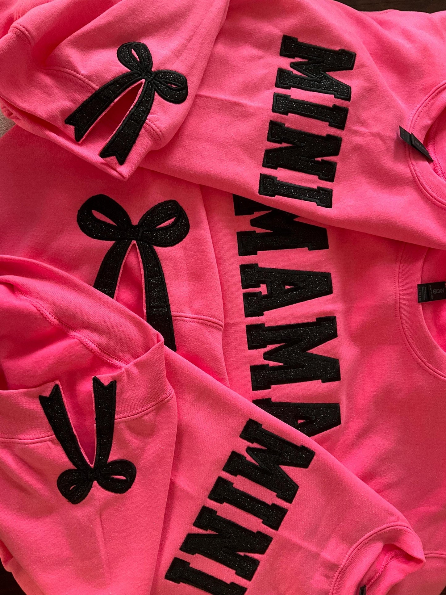 Embroidered Glitter Bow Mama and Mini Sweatshirt Set