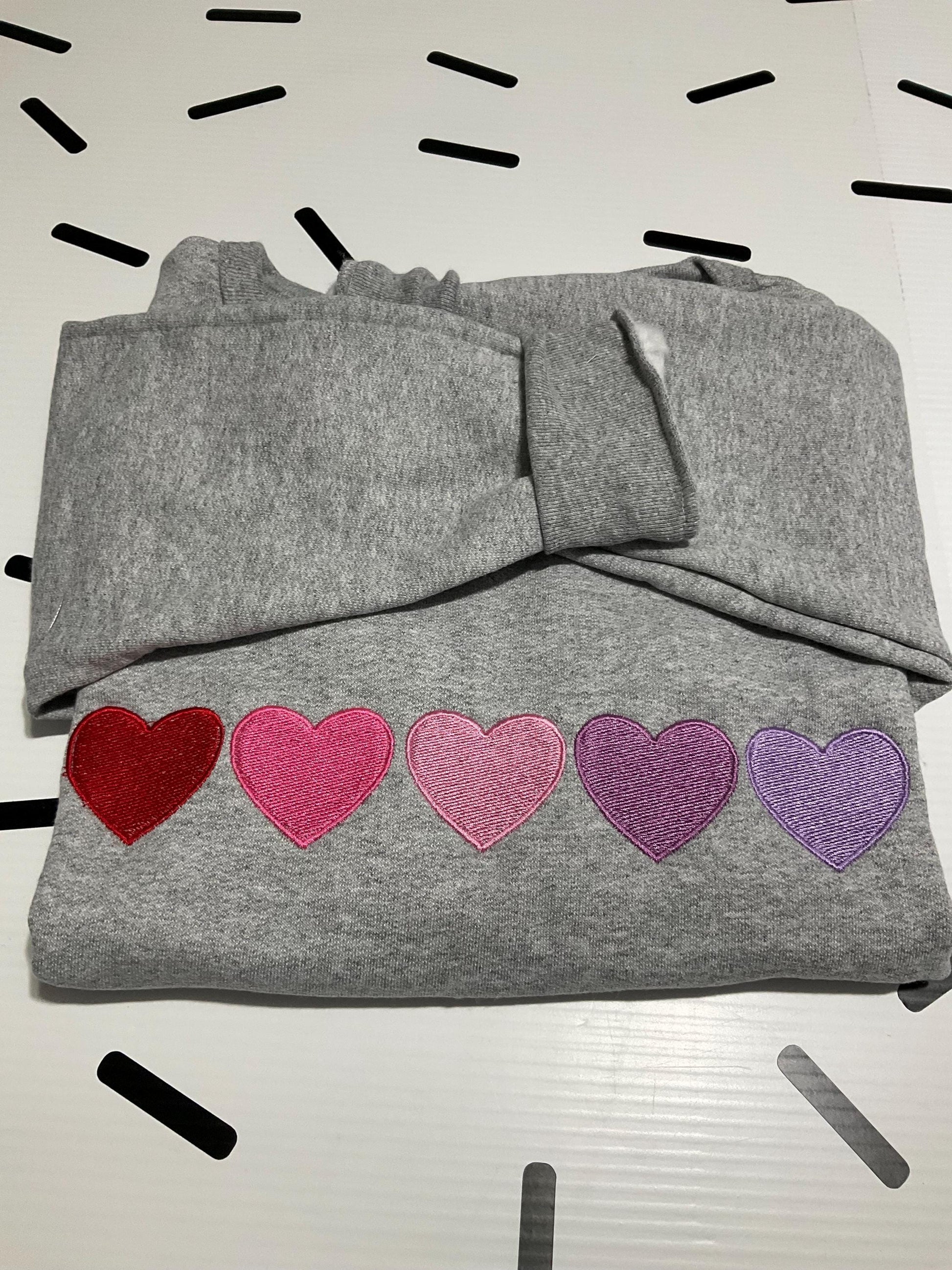 Embroidered Valentine Heart Sweatshirt | Hearts Sweatshirt | Cute Valentine Sweatshirts | Valentine Sweatshirts | Valentine Gift for Her