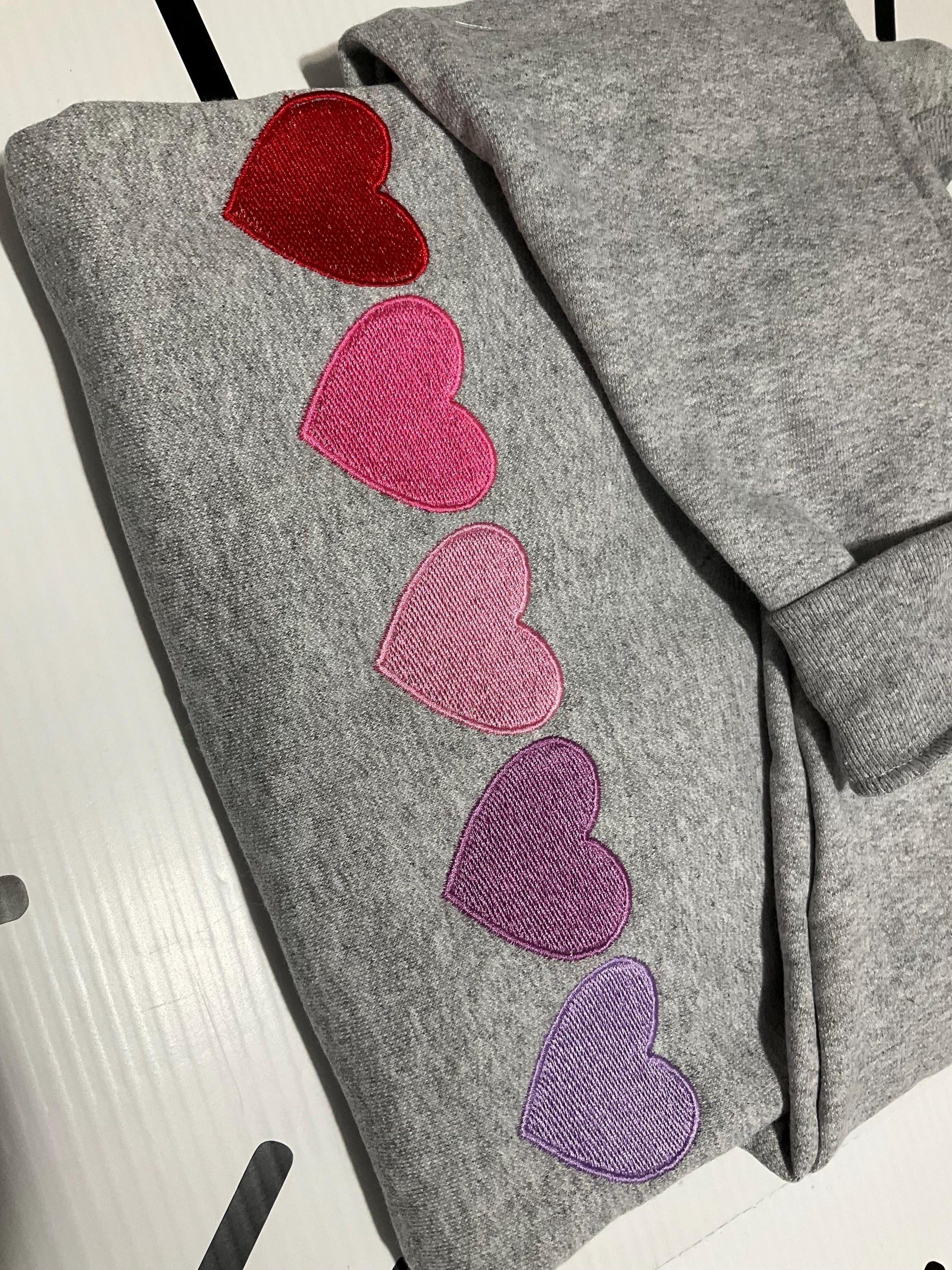 Embroidered Valentine Heart Sweatshirt | Hearts Sweatshirt | Cute Valentine Sweatshirts | Valentine Sweatshirts | Valentine Gift for Her