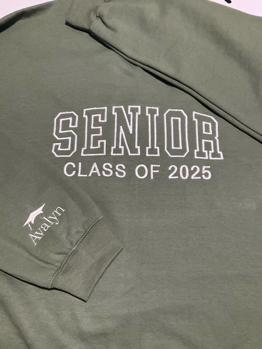 Custom Embroidered Senior Sweatshirt | Senior 2025 Sweatshirt | Graduation Hoodie | Class of 2025 | Senior Shirt | Graduation Gift