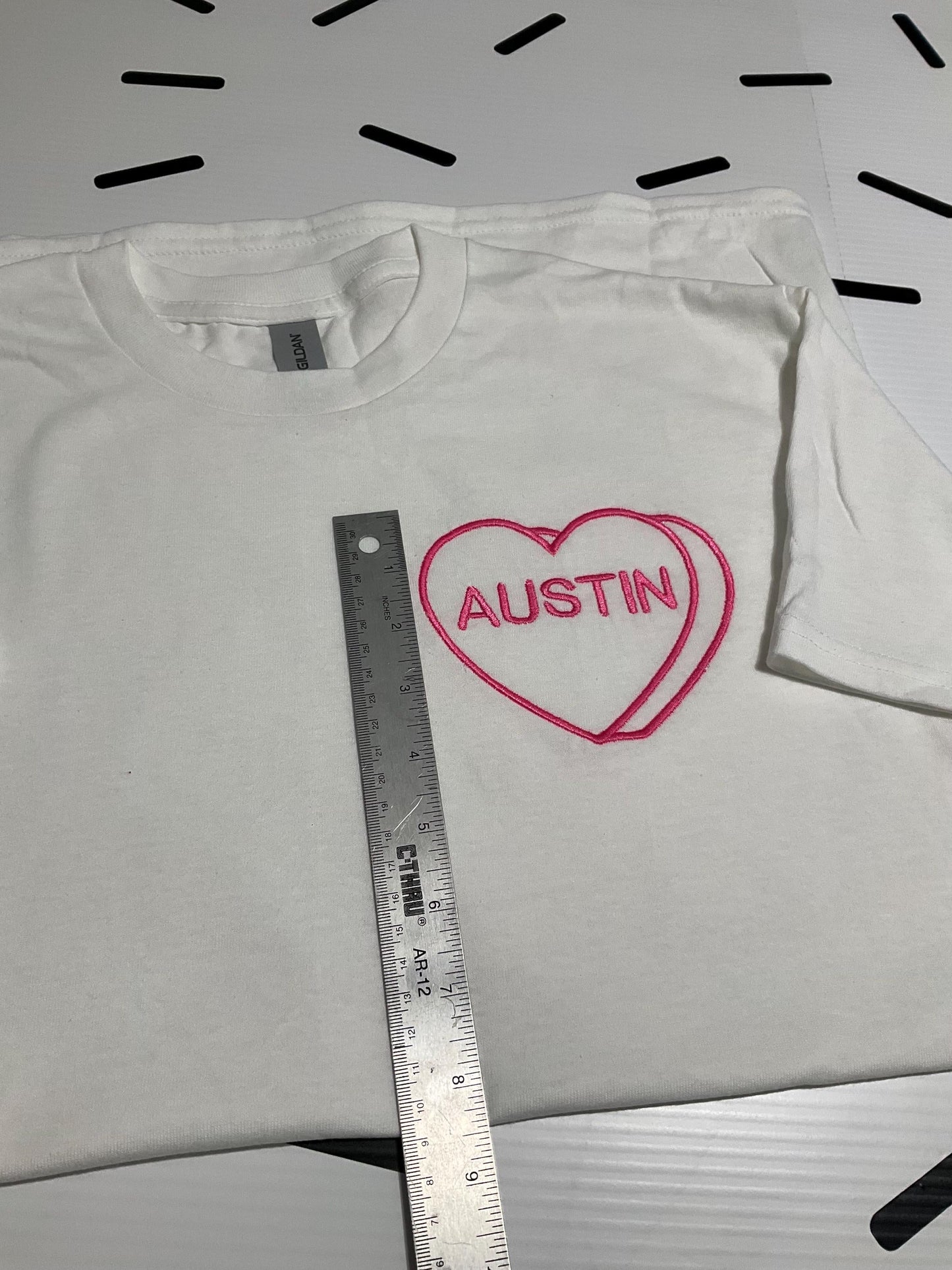 Custom Embroidered Valentine T-Shirt | Personalized Candy Hearts | Valentine Gift | Children's Gift | Couples Gift | Personalized Gift by Lina Loves Two, handmade in Los Angeles CA