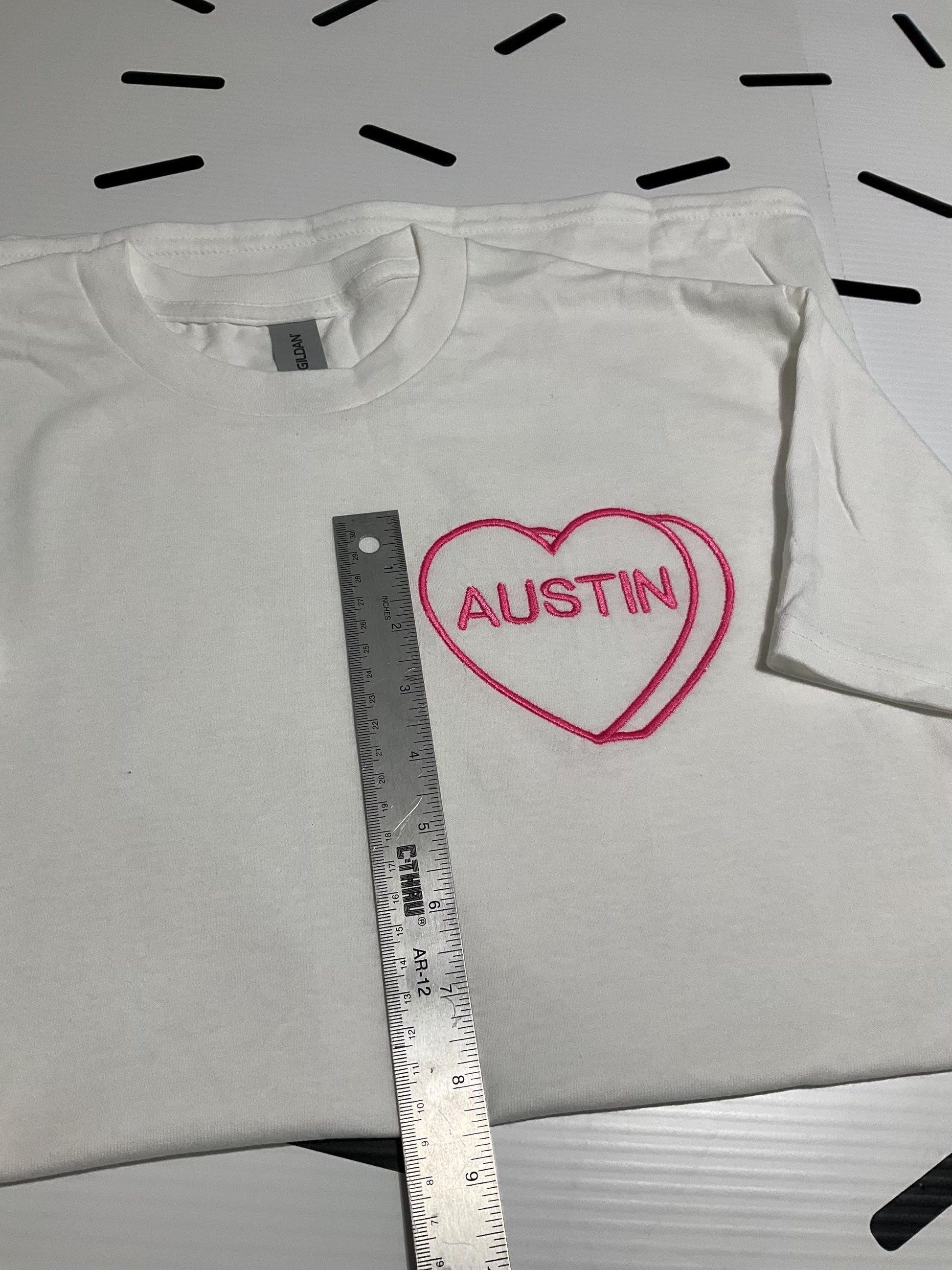 Custom Embroidered Candy Heart Sweatshirt: Personalized Valentine Gift