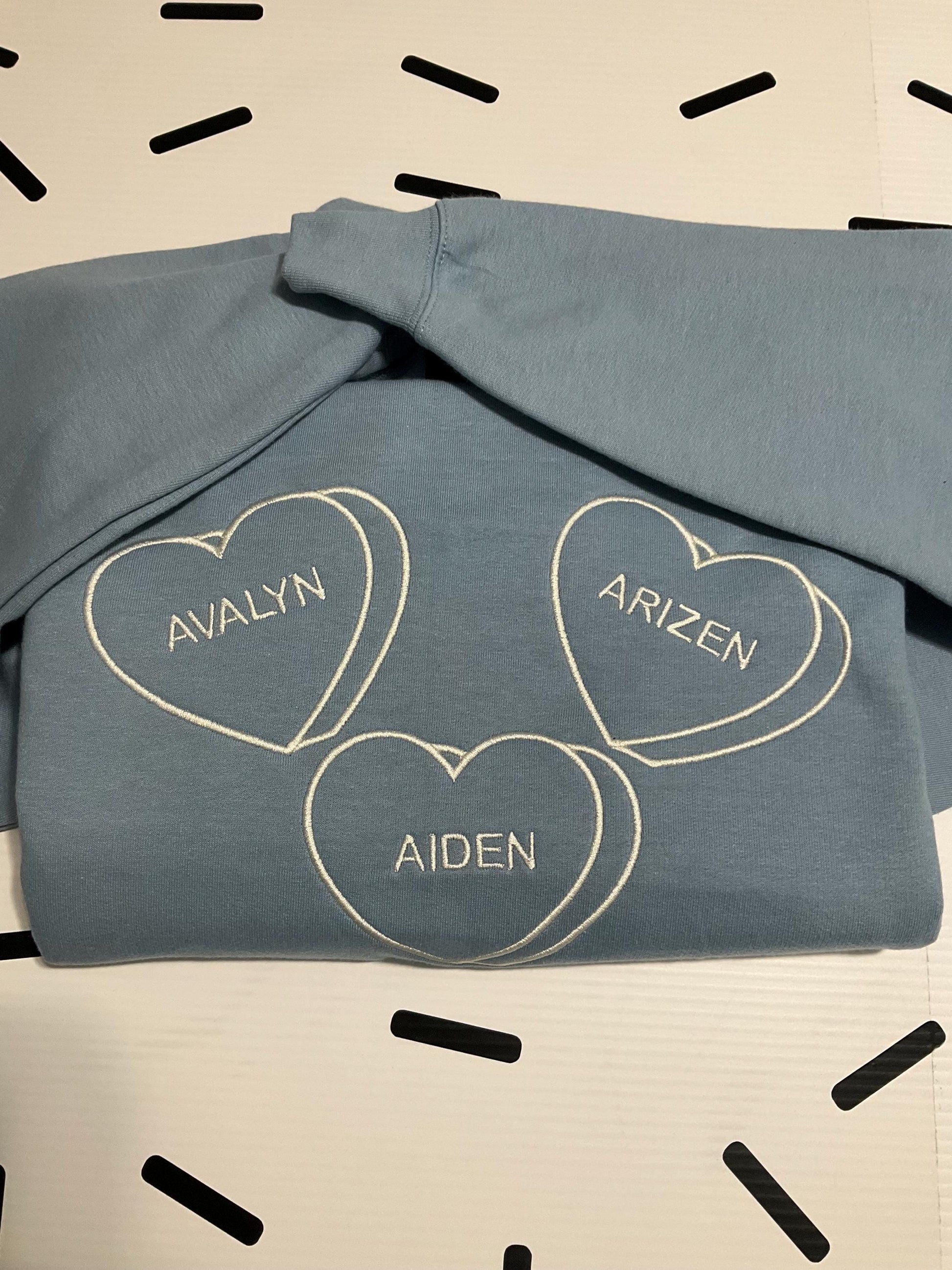 Custom Embroidered Valentine Sweatshirt | Personalized Candy Hearts | Valentine Gift | Boyfriend Gift | Couples Gift | Personalized Gift