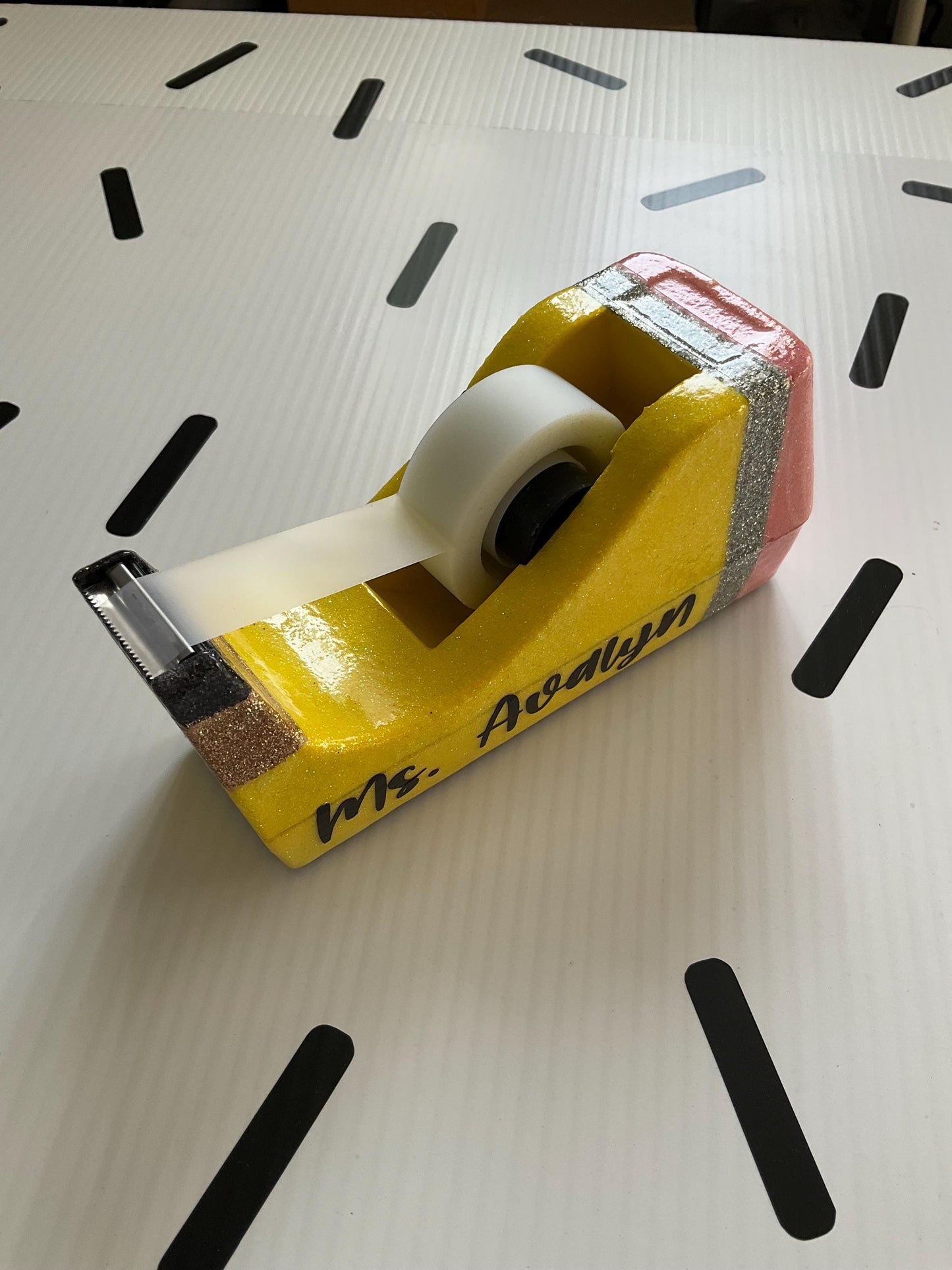Glitter Pencil Tape Dispenser: Unique Teacher Desk Accessory