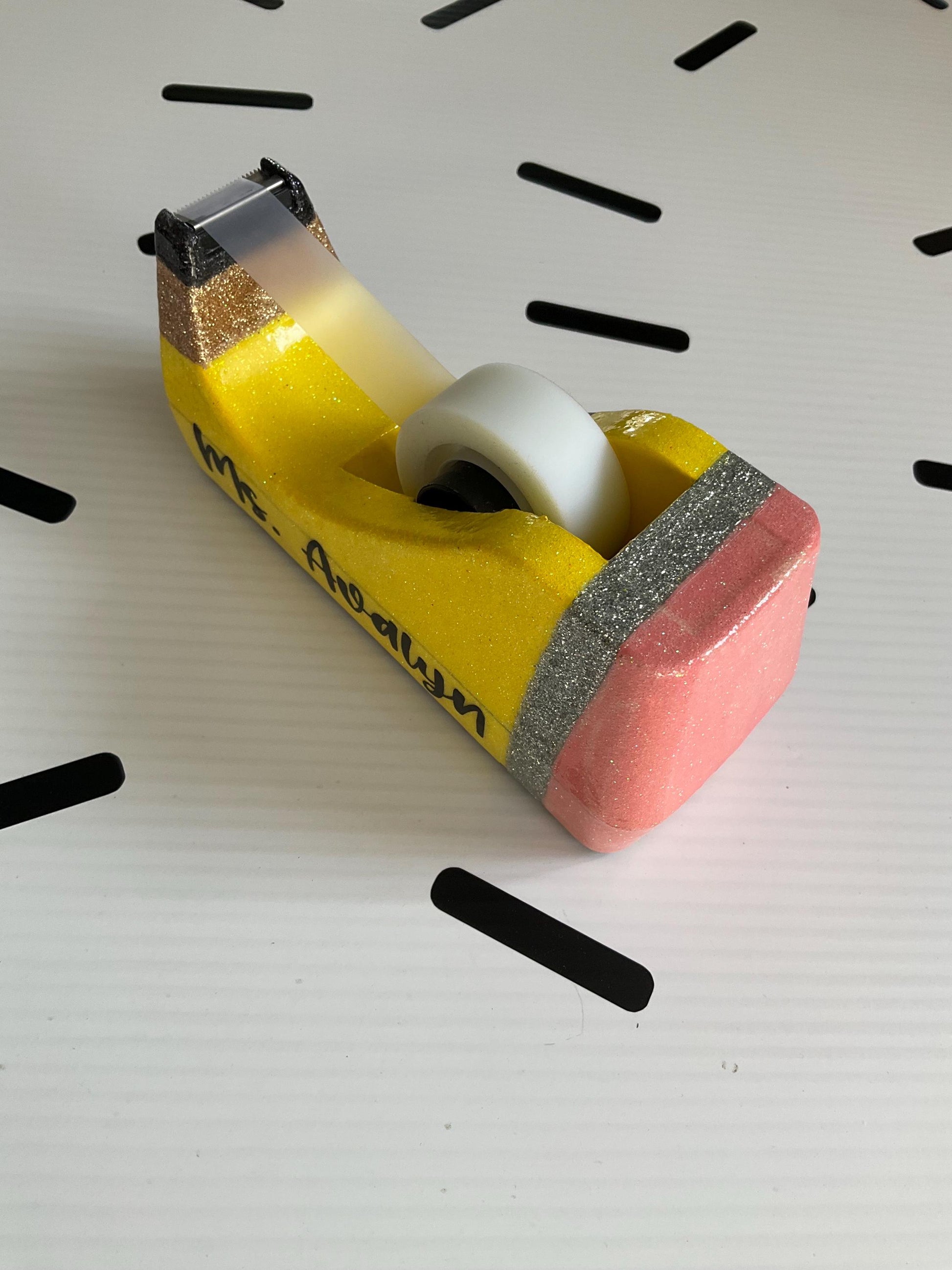 Glitter Pencil Tape Dispenser: Unique Teacher Desk Accessory