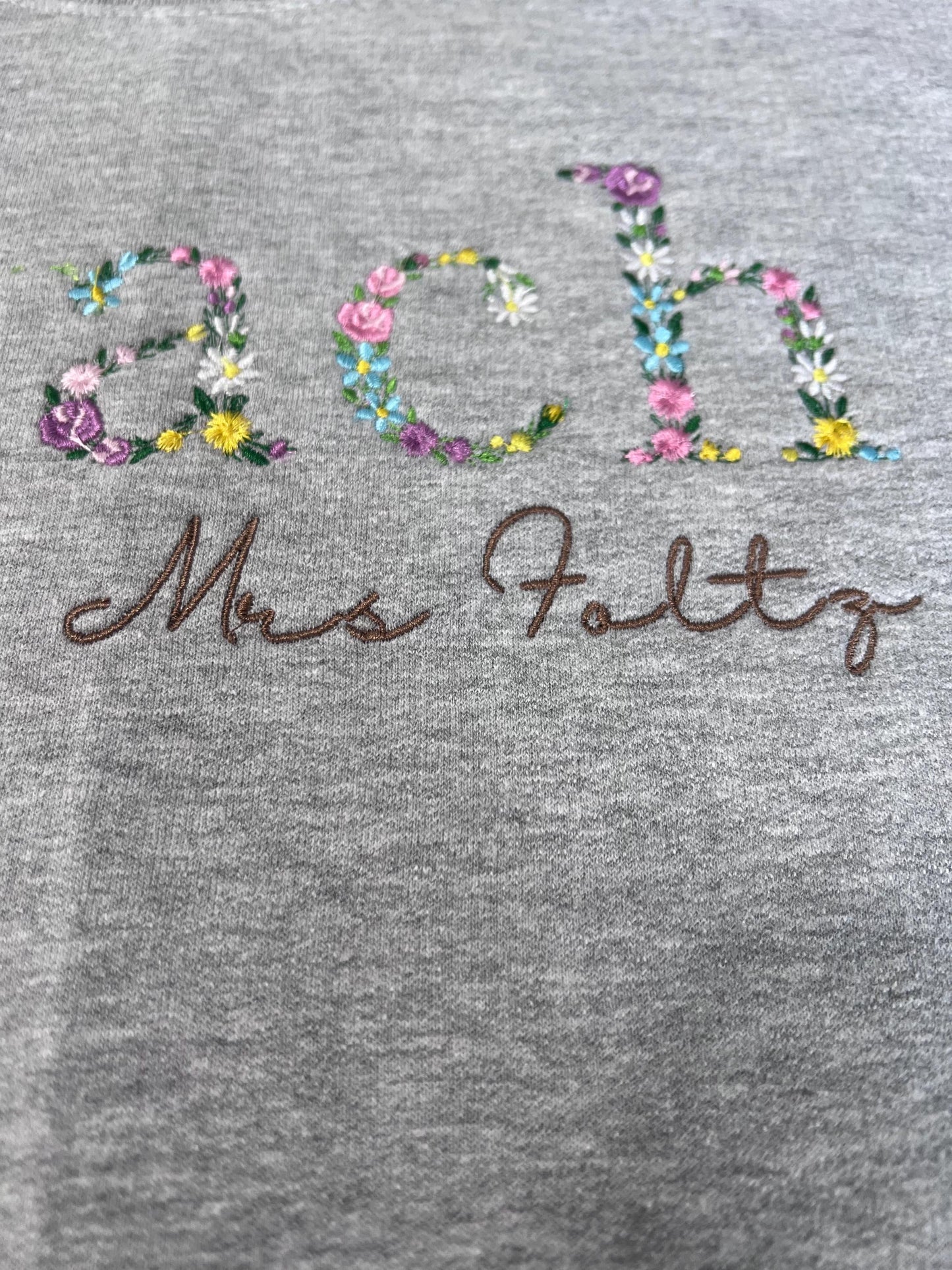 Teach Embroidered Floral Sweatshirt | Personalized Name Teacher Hoodie | New Teacher Gift | Teacher Appreciation | Custom Teach Sweatshirt