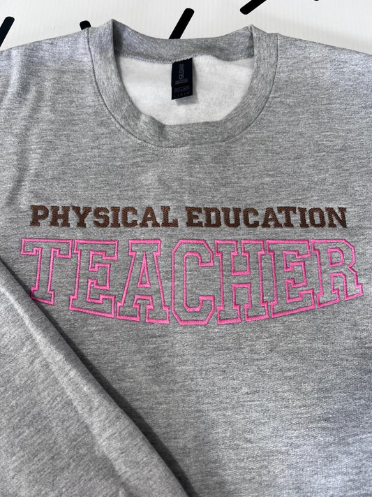 Custom Embroidered Teacher Sweatshirt: Personalized Subject Crewneck