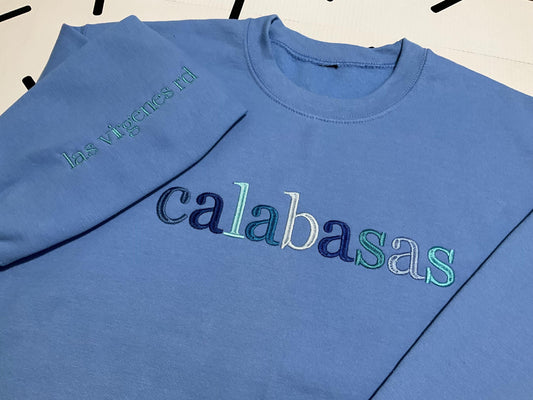 Custom City Embroidered Sweatshirt: Minimalist Travel Crewneck