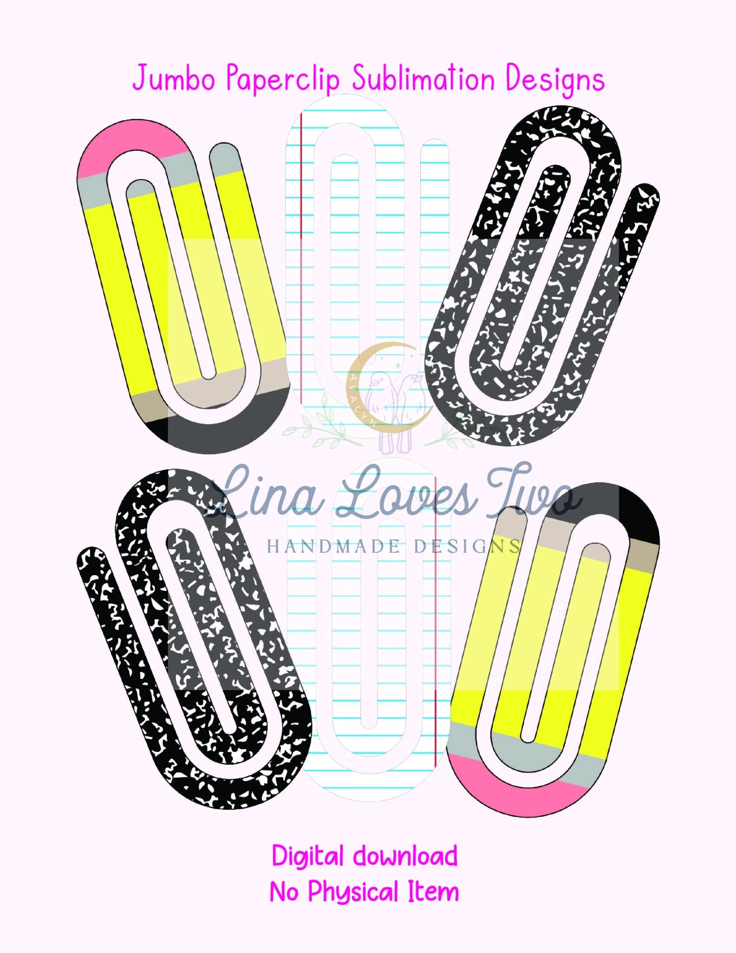 School Jumbo Paperclip PNG: Teacher Clipart Designs (Digital Download)
