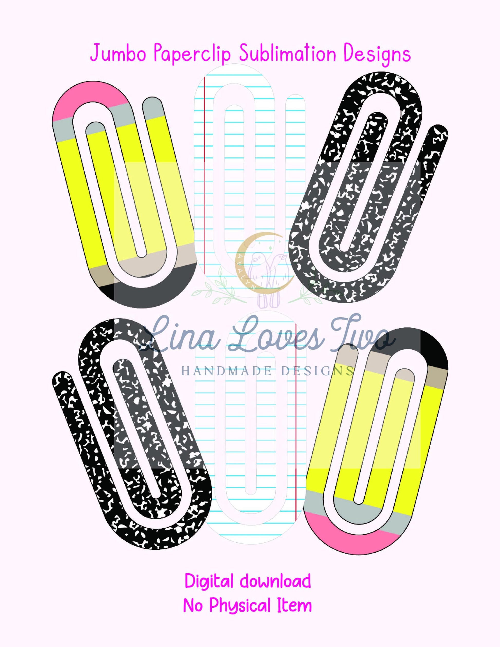 School Jumbo Paperclip PNG: Teacher Clipart Designs (Digital Download)