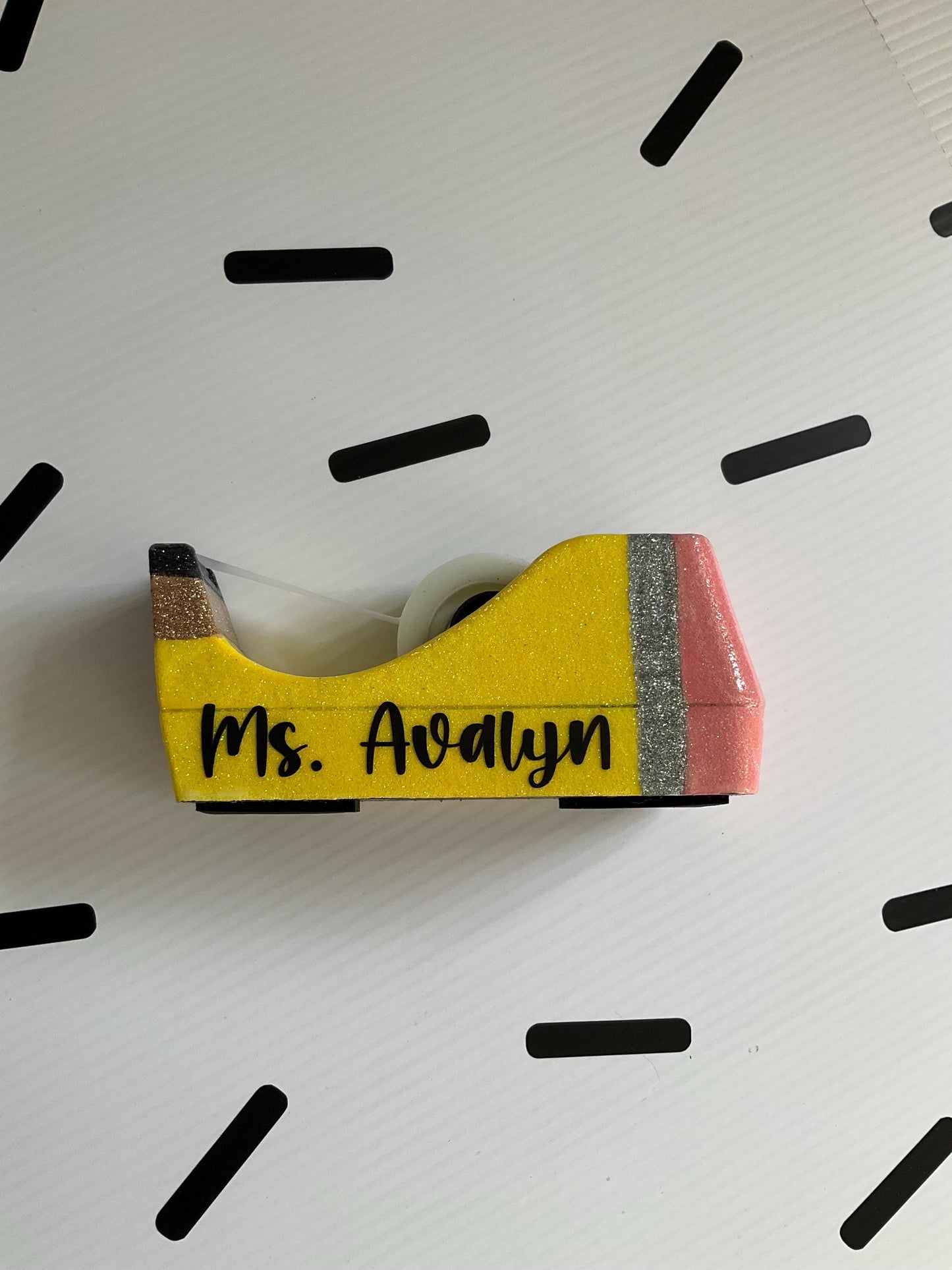 Glitter Pencil Tape Dispenser: Unique Teacher Desk Accessory