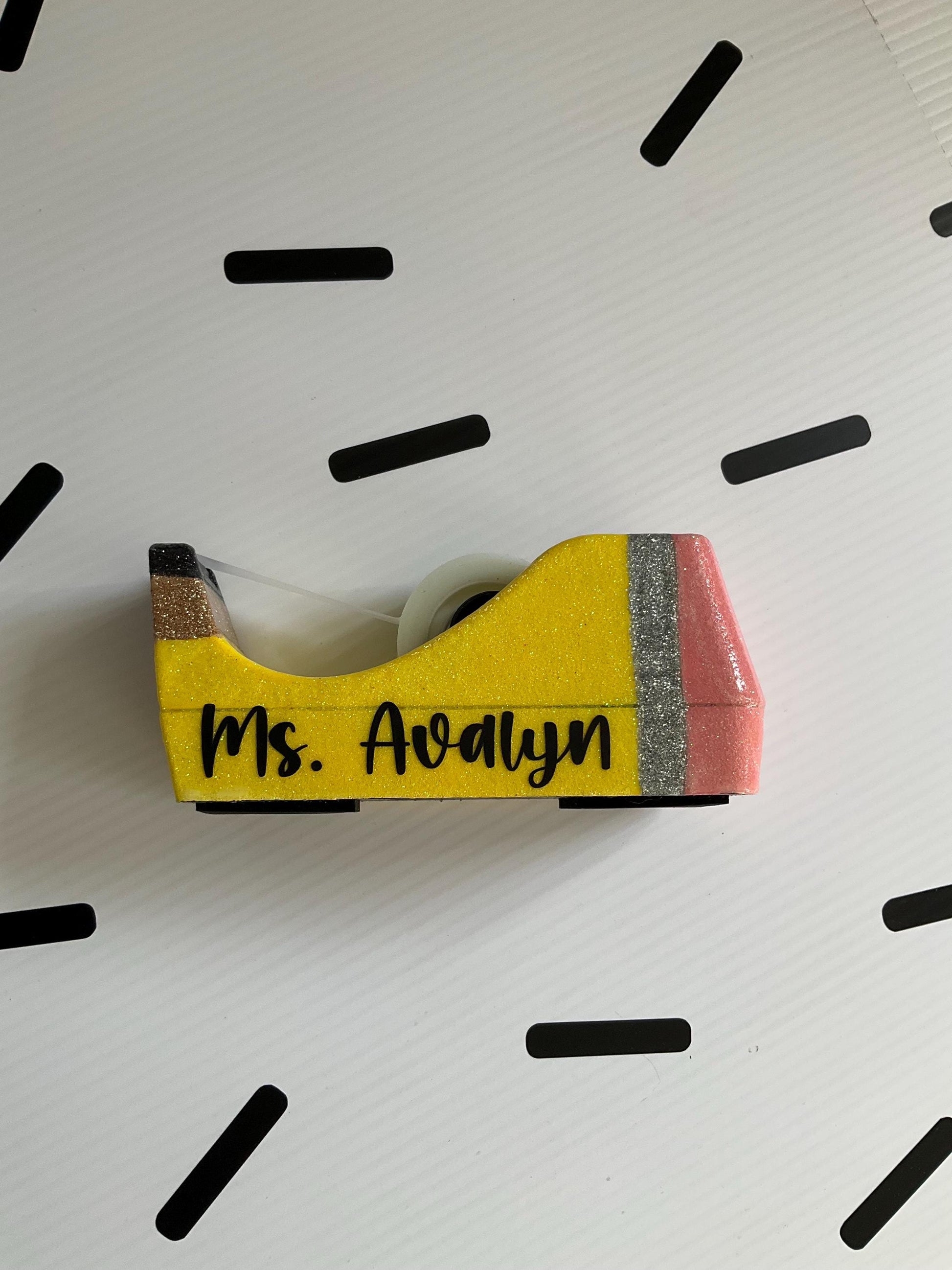 Glitter Pencil Tape Dispenser: Unique Teacher Desk Accessory
