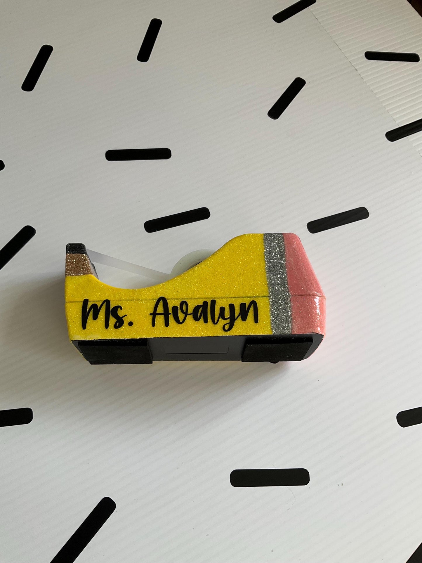 Glitter Pencil Tape Dispenser: Unique Teacher Desk Accessory