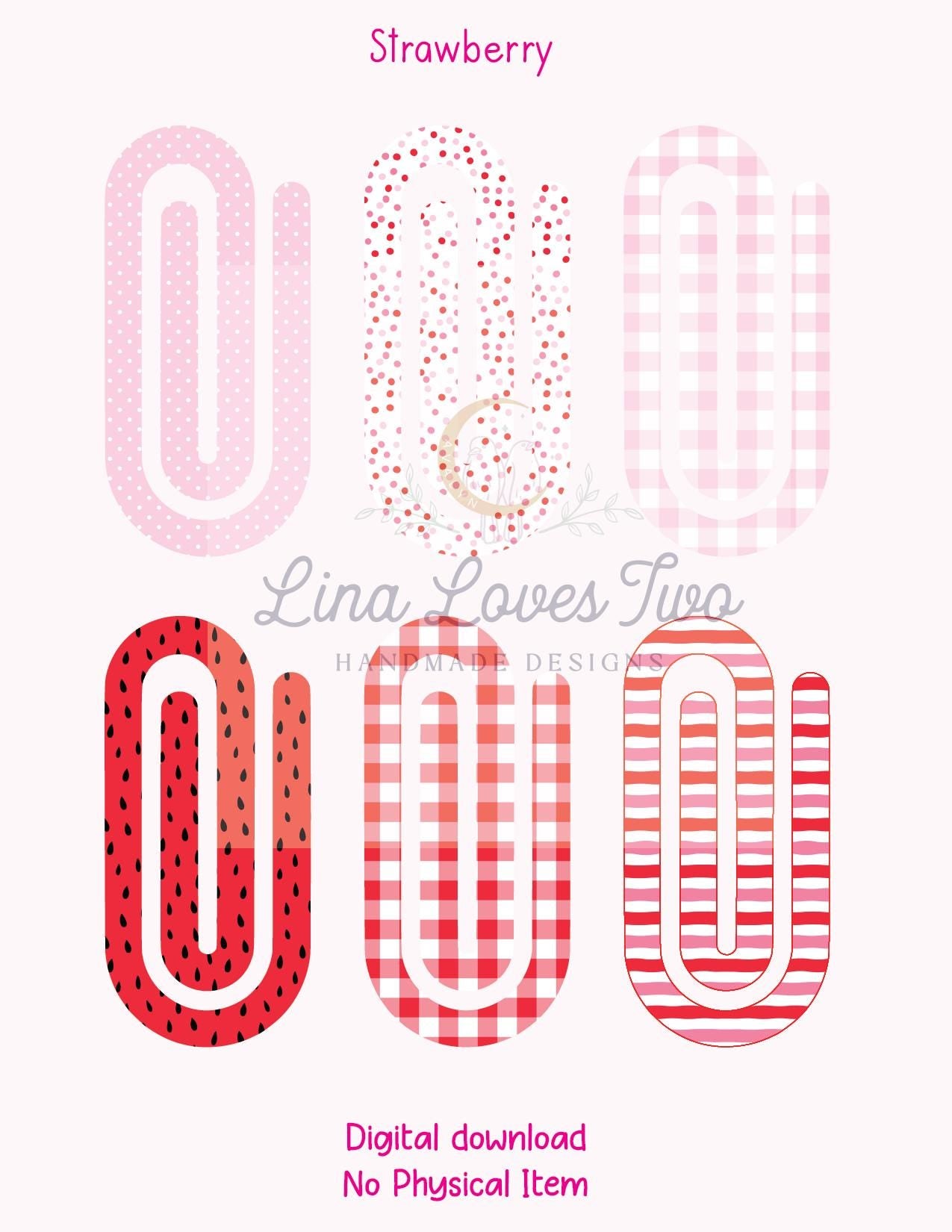 Strawberry Paperclip PNG: Jumbo Sublimation Design (Digital Download)