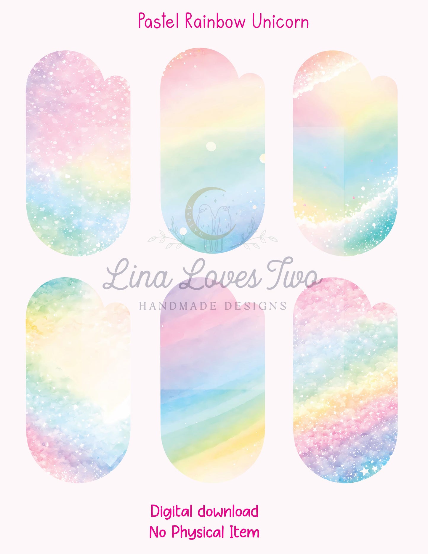 Pastel Rainbow Unicorn Jumbo Paperclip PNG: Sublimation Clipart (Digital Download)