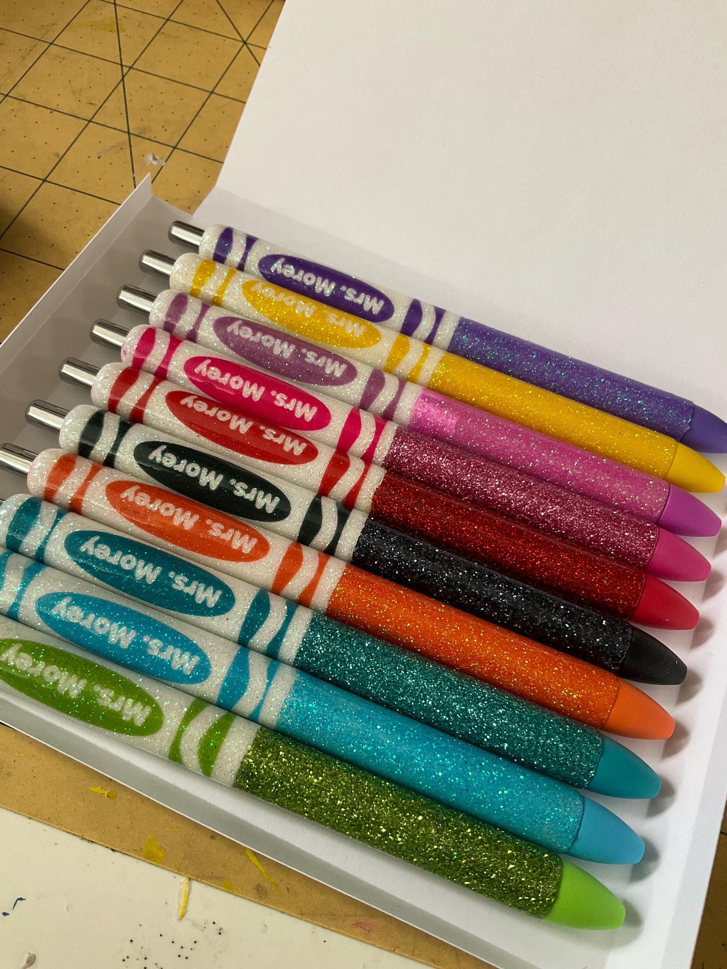 Glitter Color Personalized Teacher Pens: Unique Appreciation Gift (Set of 10)