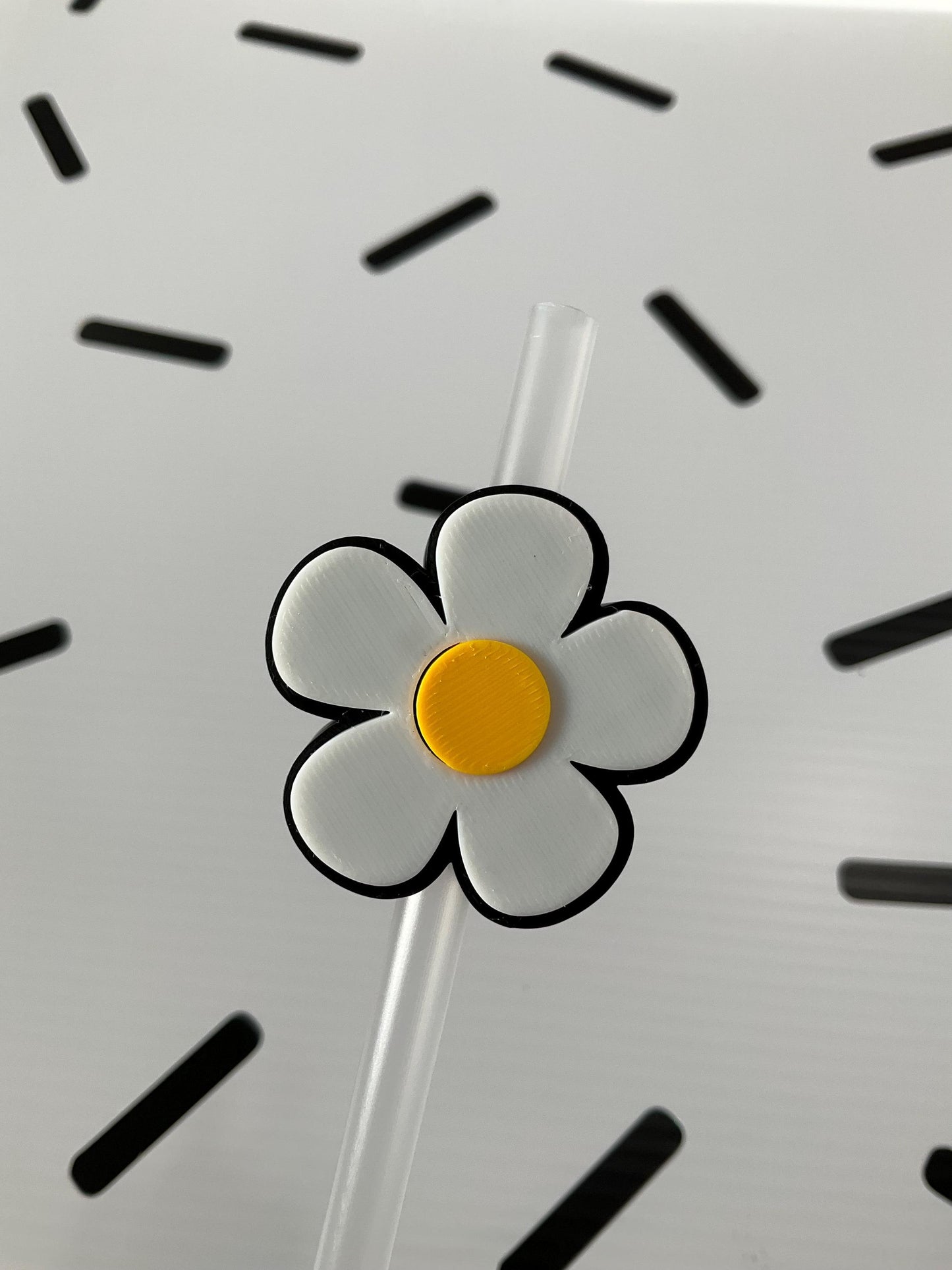 3D Printed Daisy Straw Topper: Reusable Floral Cup Charm